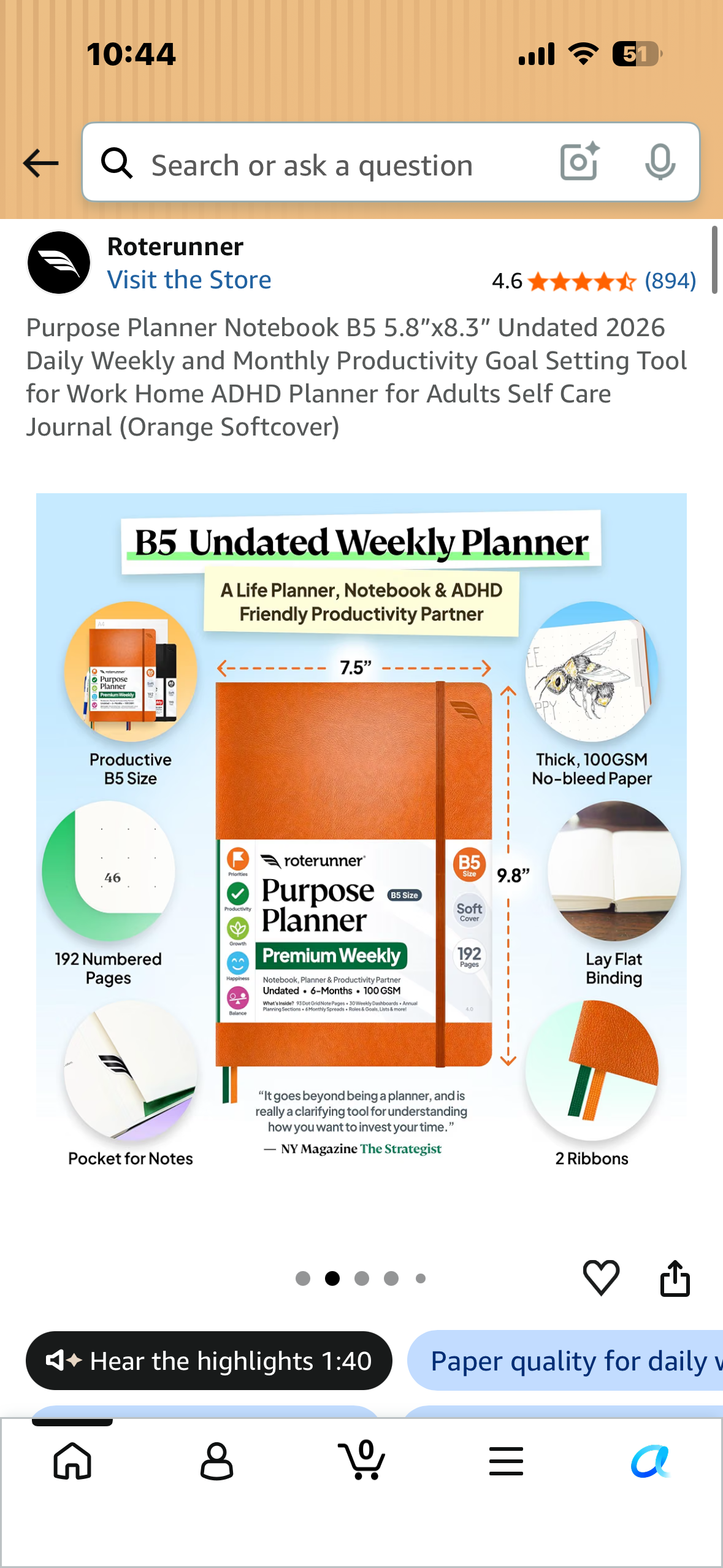Purpose Planner Notebook, B5 5.8”x8.3” Undated 2026, Daily Weekly, and Monthly Productivity Goal Setting Tool for Work, Home, ADHD Planner for Adults, Self Care Journal (Orange Softcover)