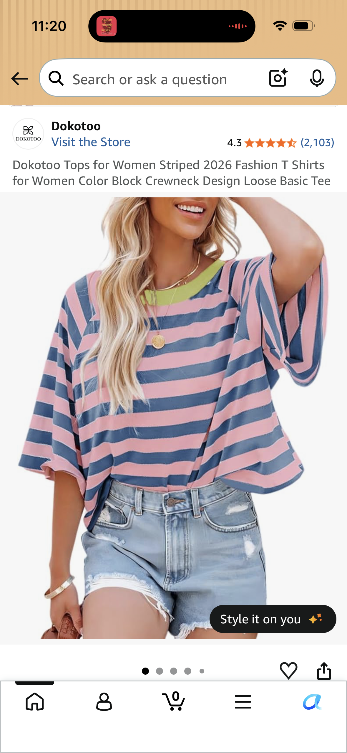 Dokotoo Tops for Women Striped 2026 Fashion T Shirts for Women Color Block Crewneck Design Loose Basic Tee (Size X-Large)