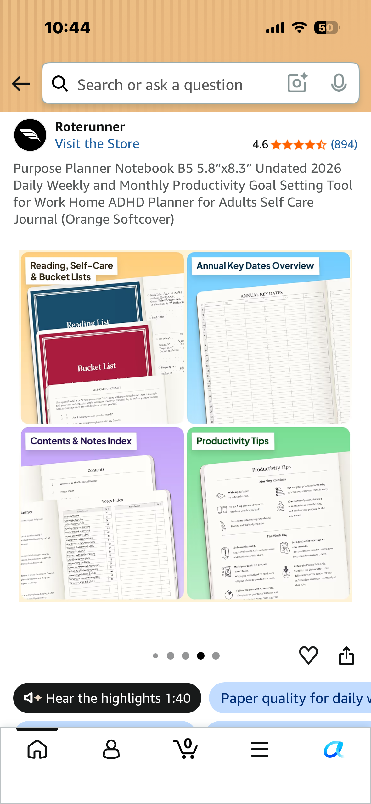 Purpose Planner Notebook, B5 5.8”x8.3” Undated 2026, Daily Weekly, and Monthly Productivity Goal Setting Tool for Work, Home, ADHD Planner for Adults, Self Care Journal (Orange Softcover)
