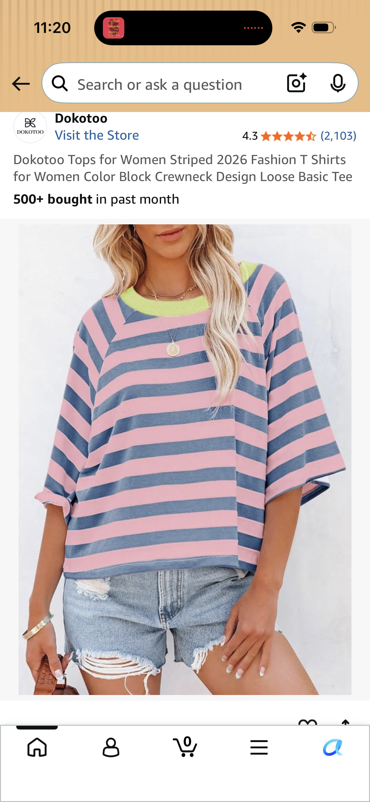 Dokotoo Tops for Women Striped 2026 Fashion T Shirts for Women Color Block Crewneck Design Loose Basic Tee (Size X-Large)