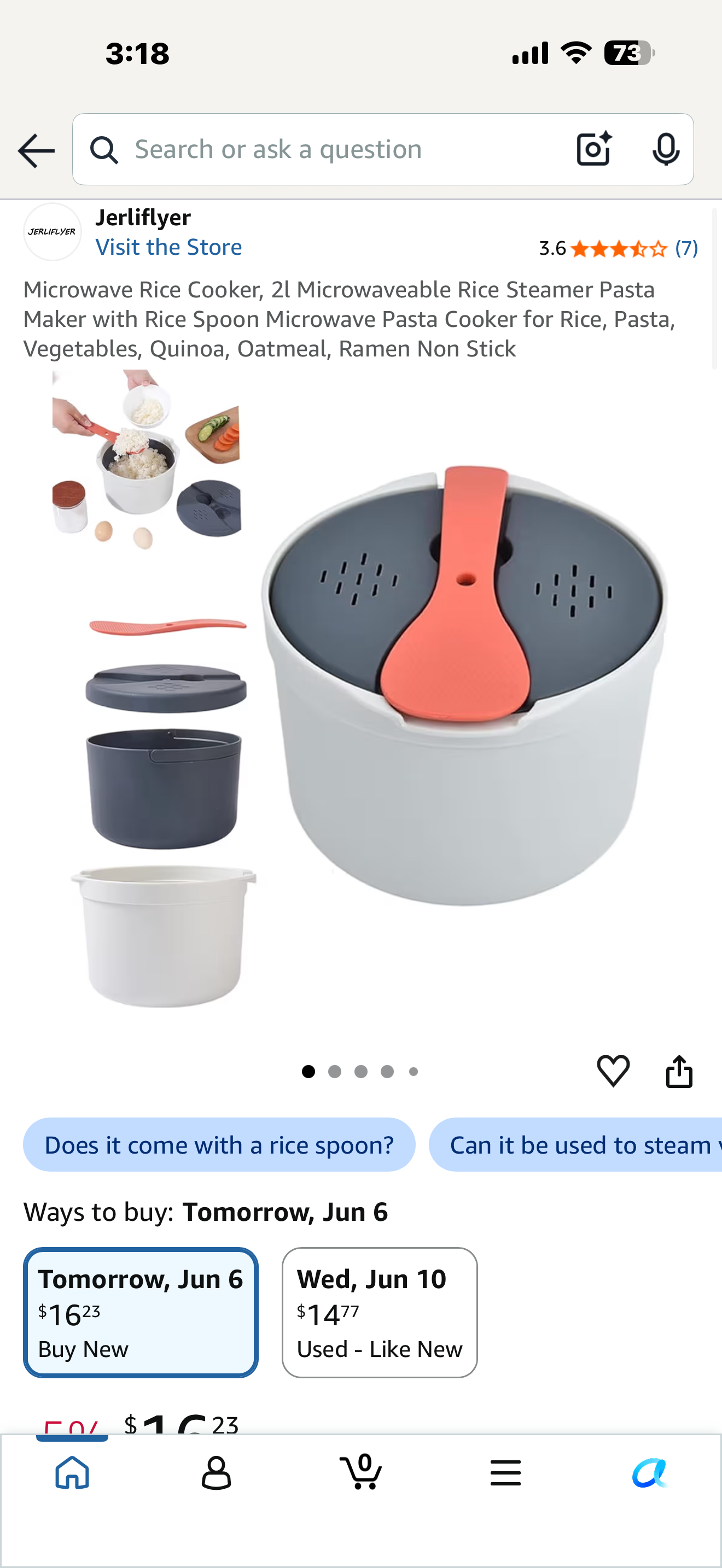 Microwave Rice Cooker, 2l Microwaveable Rice Steamer Pasta Maker with Rice Spoon Microwave Pasta Cooker for Rice, Pasta, Vegetables, Quinoa, Oatmeal, Ramen Non Stick