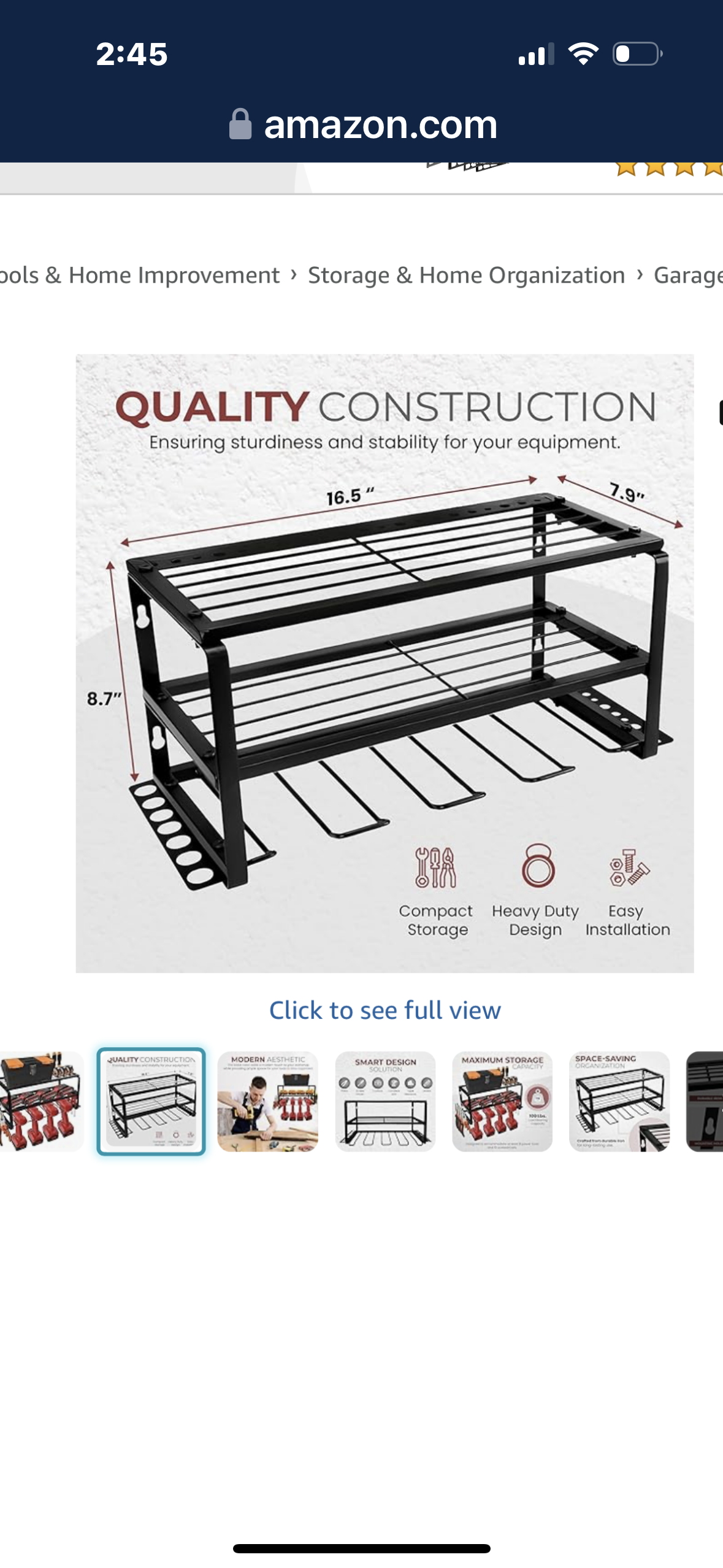 Chic Zest Heavy-Duty Power Tool Organizer, Heavy Duty Iron, 3 Layers Storage Rack with 4 Drill Holders, Floating Tool Shelf Wall Mounted, 180Lbs Load Capacity, Matte Black Power Tool Organizer