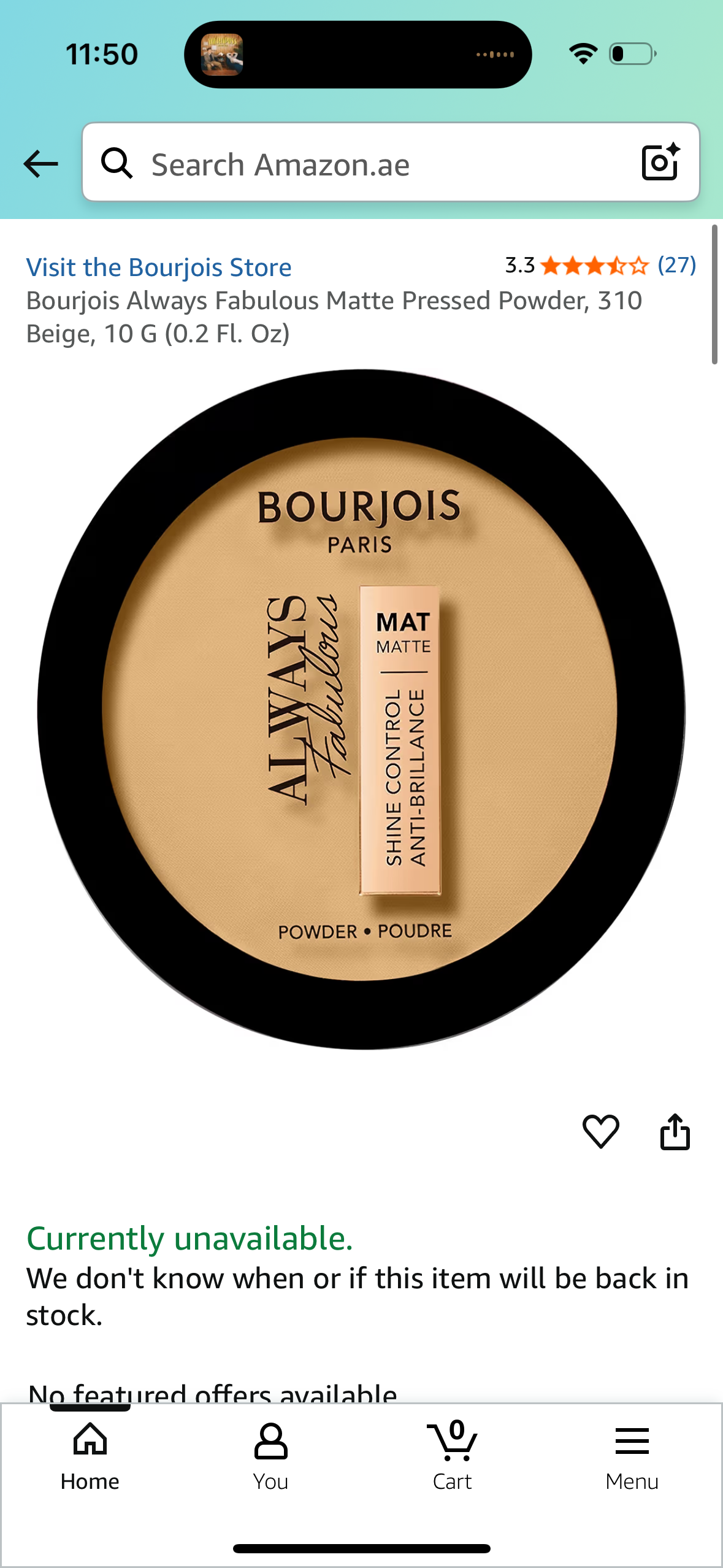 Bourjois Always Fabulous Matte Compact Poeder - 310 Beige