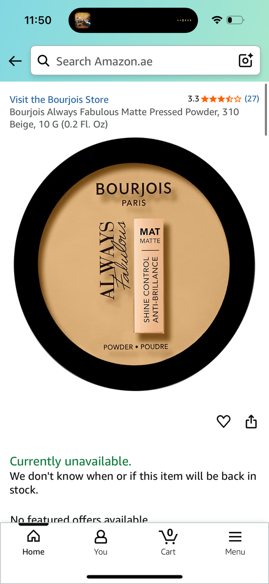 Bourjois Always Fabulous Matte Compact Poeder - 310 Beige