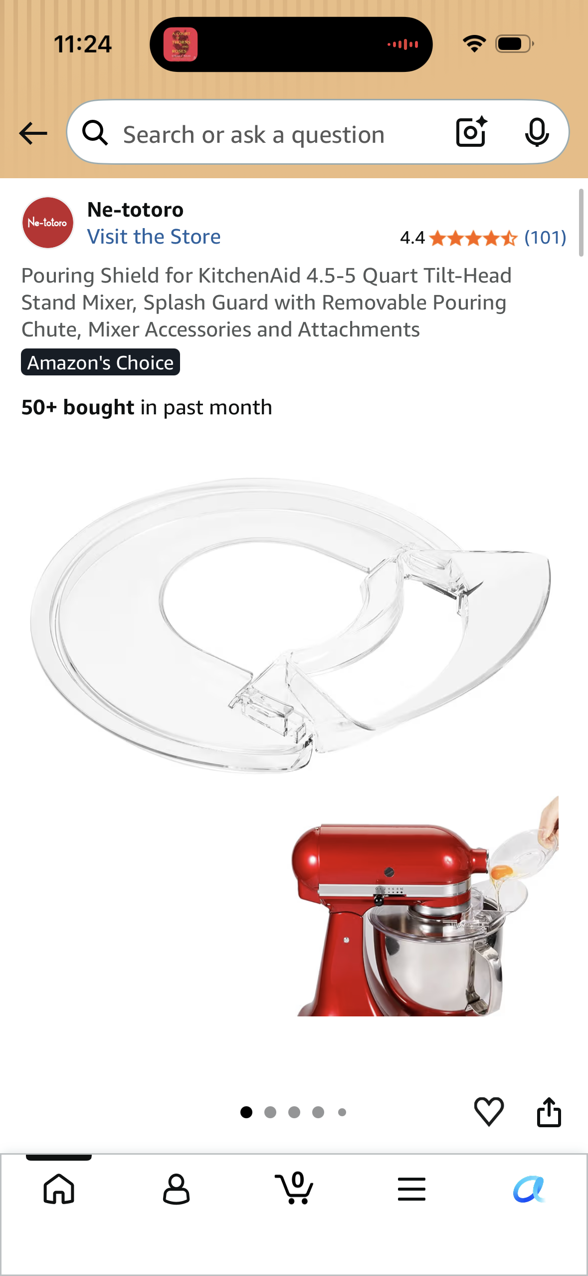 Pouring Shield for KitchenAid 4.5-5 Quart Tilt-Head Stand Mixer, Splash Guard with Removable Pouring Chute, Mixer Accessories and Attachments