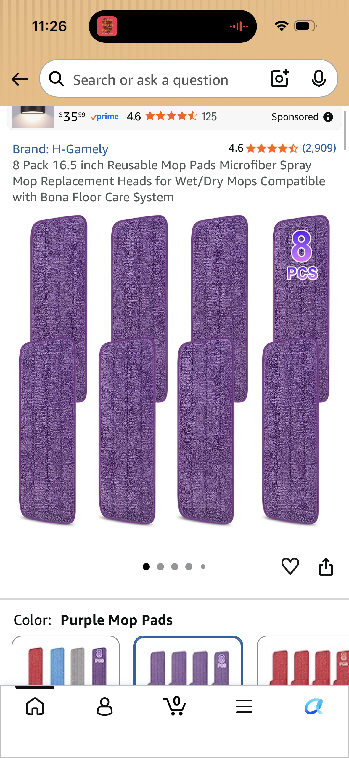 8 Pack 16.5 inch Reusable Mop Pads Microfiber Spray Mop Replacement Heads for Wet/Dry Mops Compatible with Bona Floor Care System