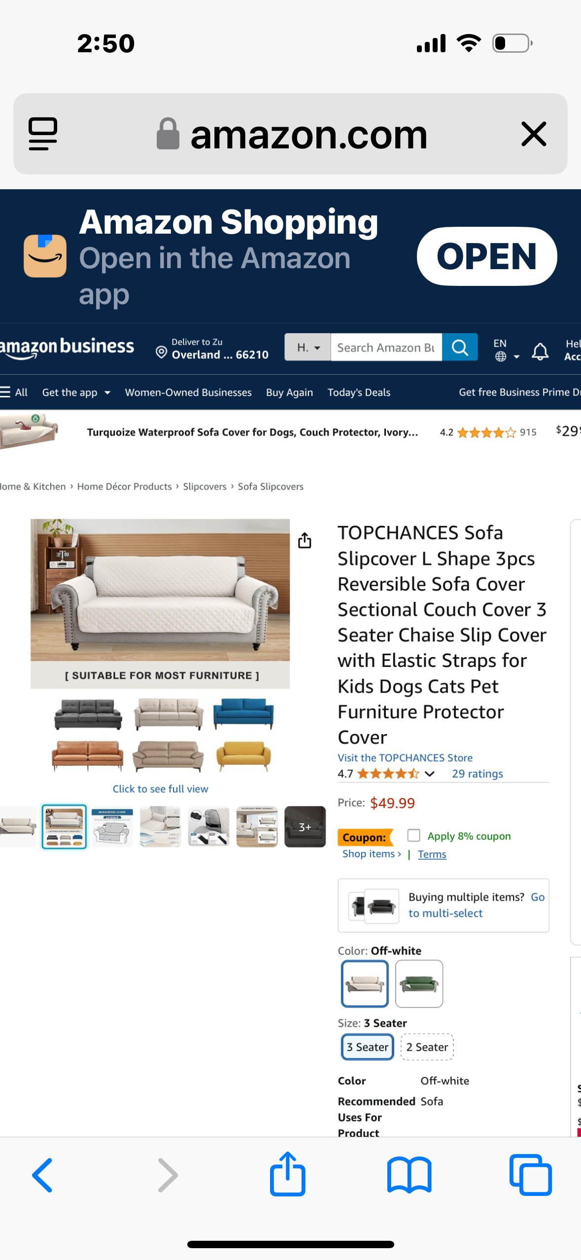 TOPCHANCES Sofa Slipcover L Shape 3pcs Reversible Sofa Cover Sectional Couch Cover 3 Seater Chaise Slip Cover with Elastic Straps for Kids Dogs Cats Pet Furniture Protector Cover
