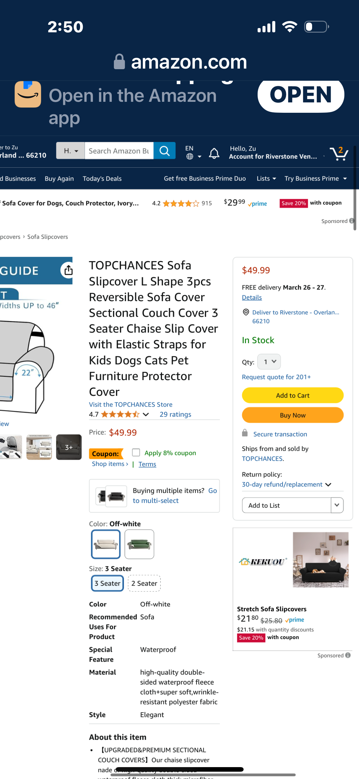 TOPCHANCES Sofa Slipcover L Shape 3pcs Reversible Sofa Cover Sectional Couch Cover 3 Seater Chaise Slip Cover with Elastic Straps for Kids Dogs Cats Pet Furniture Protector Cover