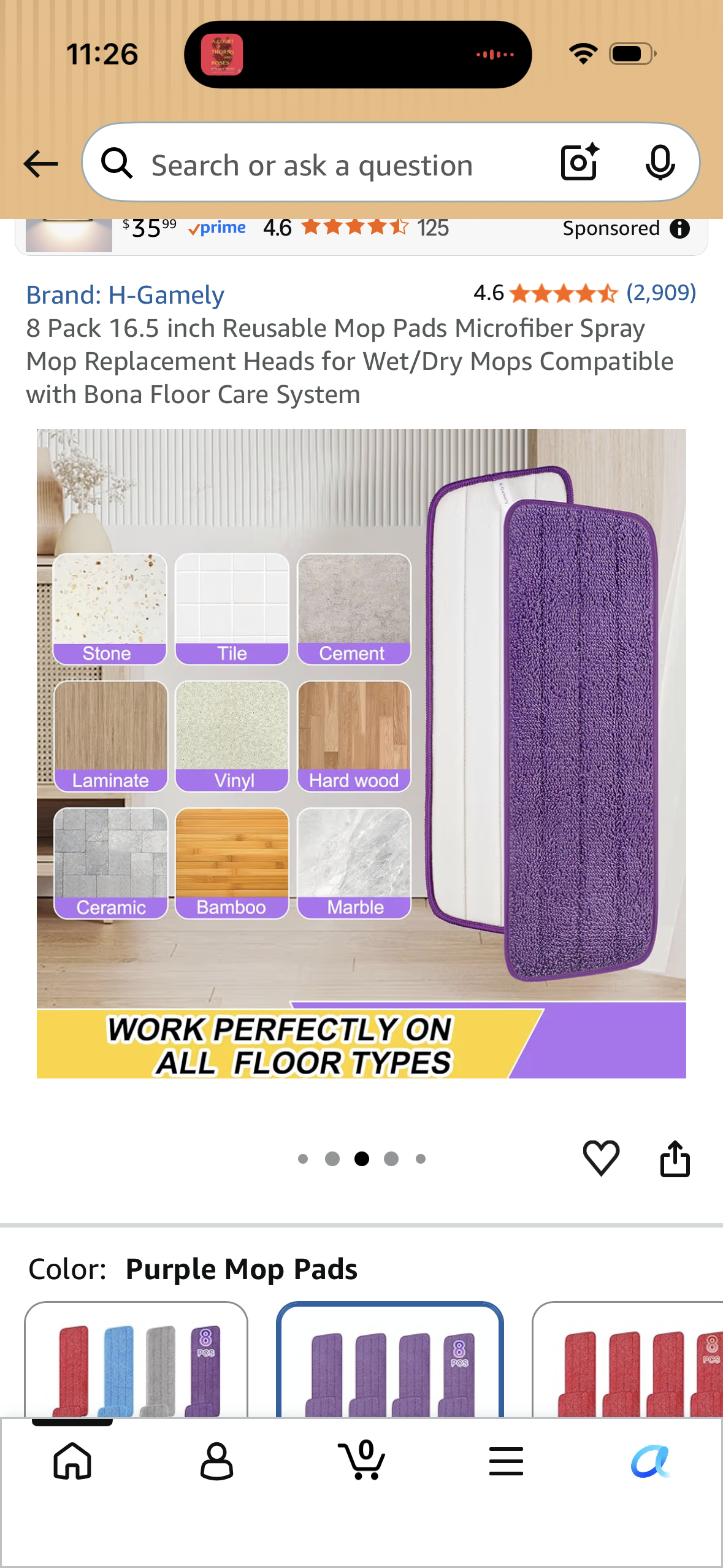 8 Pack 16.5 inch Reusable Mop Pads Microfiber Spray Mop Replacement Heads for Wet/Dry Mops Compatible with Bona Floor Care System