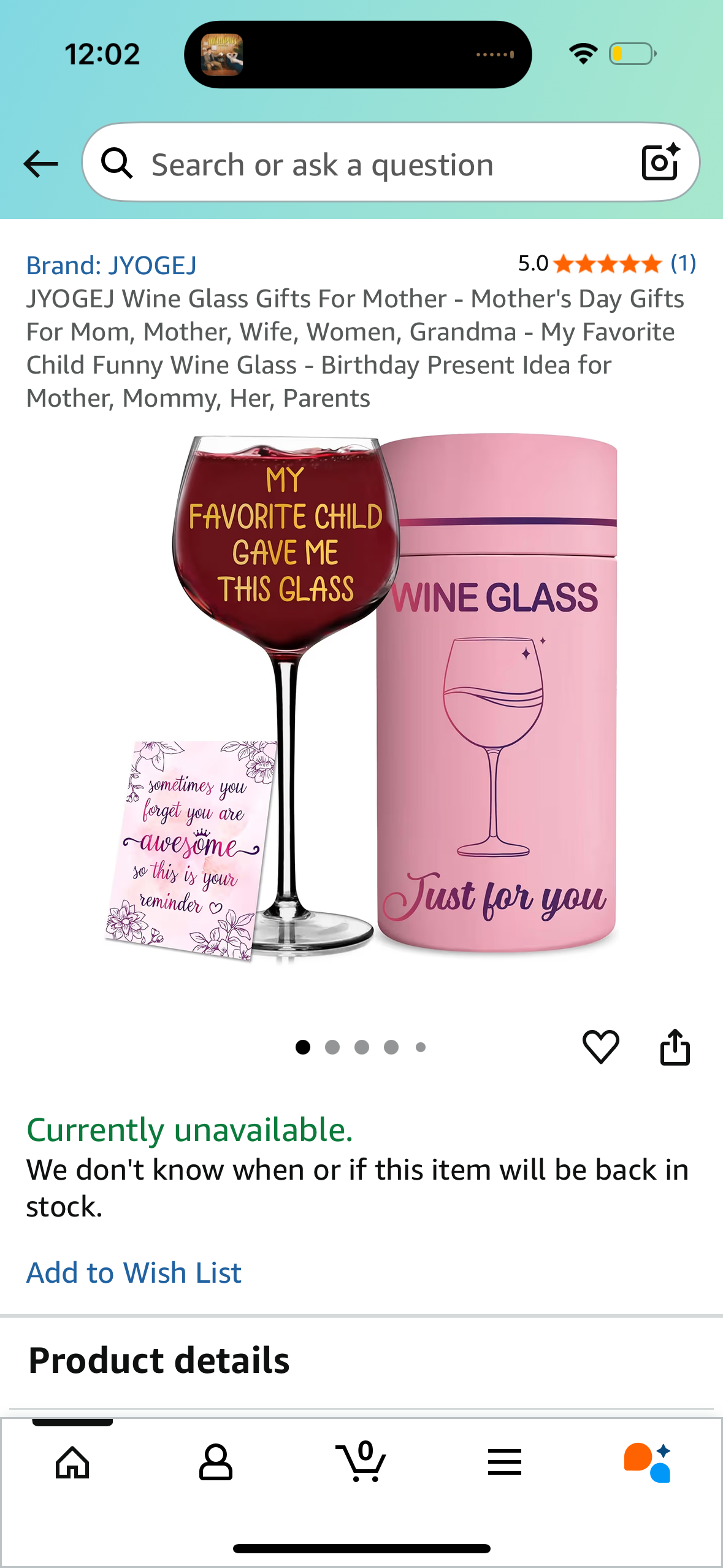 JYOGEJ Wine Glass Gifts For Mother - Mother's Day Gifts For Mom, Mother, Wife, Women, Grandma - My Favorite Child Funny Wine Glass - Birthday Present Idea for Mother, Mommy, Her, Parents