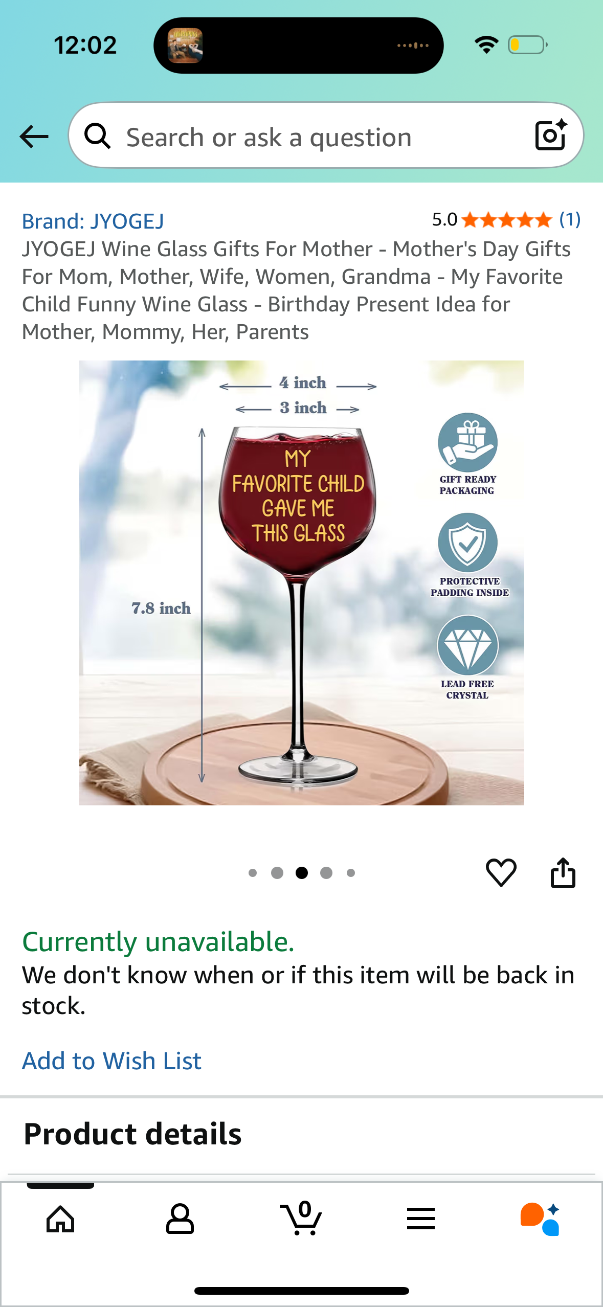 JYOGEJ Wine Glass Gifts For Mother - Mother's Day Gifts For Mom, Mother, Wife, Women, Grandma - My Favorite Child Funny Wine Glass - Birthday Present Idea for Mother, Mommy, Her, Parents