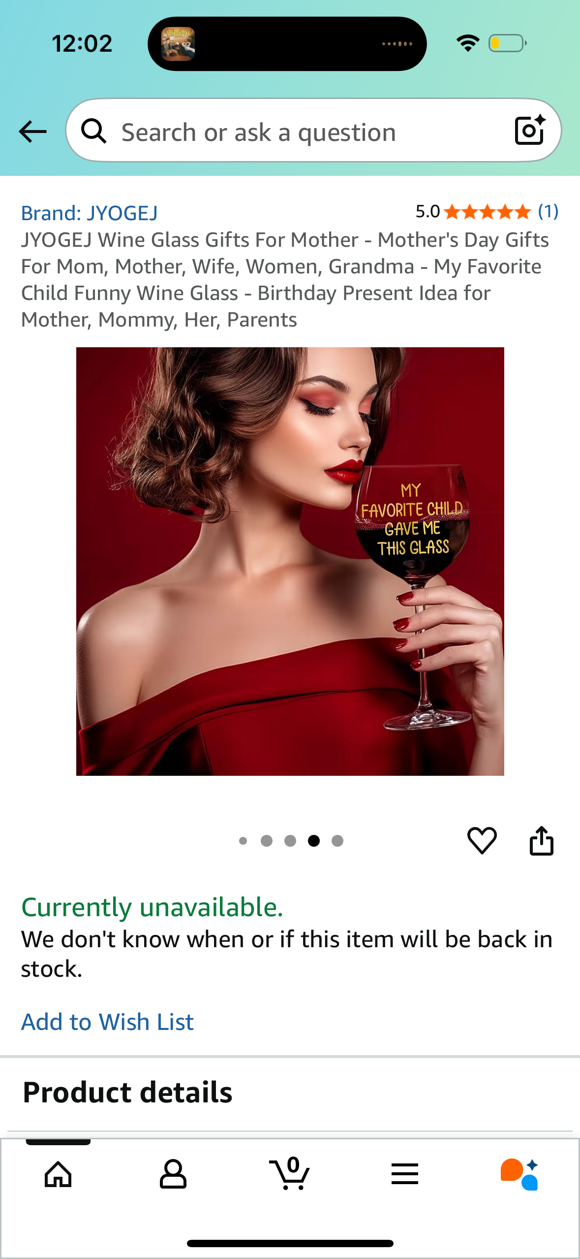 JYOGEJ Wine Glass Gifts For Mother - Mother's Day Gifts For Mom, Mother, Wife, Women, Grandma - My Favorite Child Funny Wine Glass - Birthday Present Idea for Mother, Mommy, Her, Parents