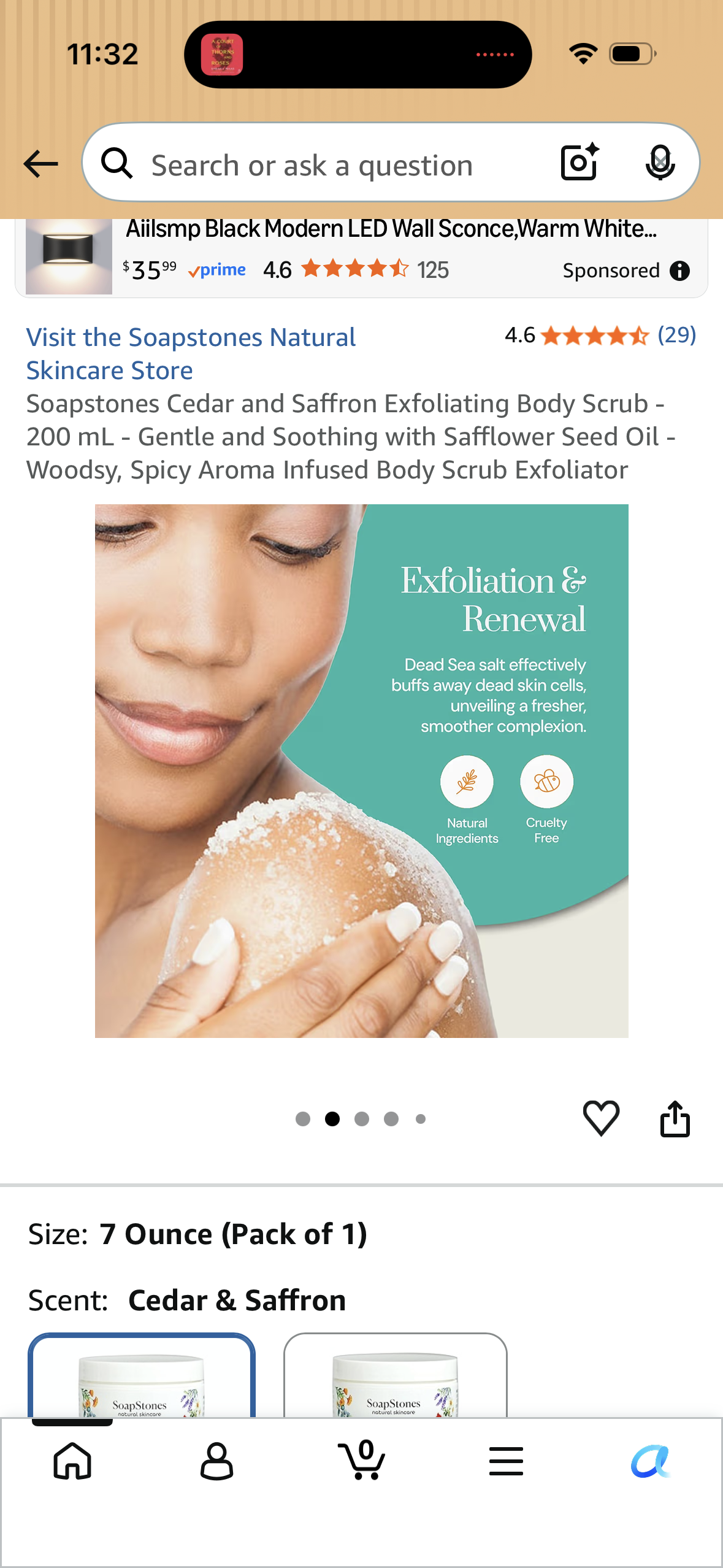 Soapstones Pure Lavender Exfoliating Body Scrub - 200 mL - Gentle and Soothing with Safflower Seed Oil - Essential Oil Infused Body Scrub Exfoliator