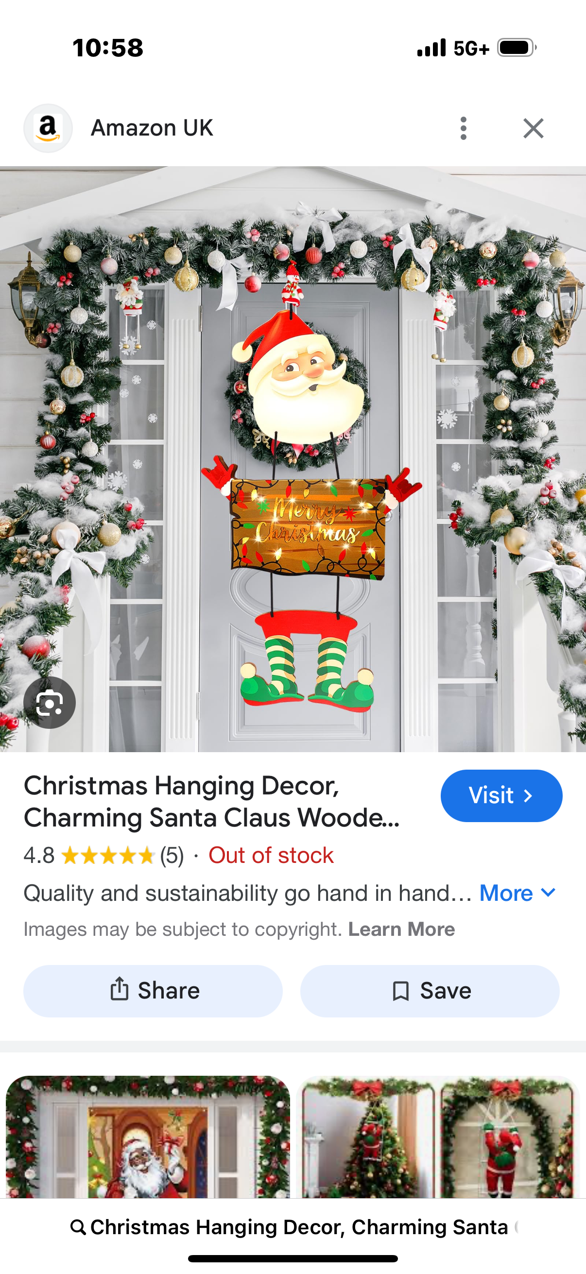 Christmas Hanging Decor, Charming Santa Claus Wooden Door Sign, Light-up Merry Christmas Sign,Winter Advent Xmas Decoration for Indoor Walls, Windows and Outdoor Hallways (Batteries Not Included)