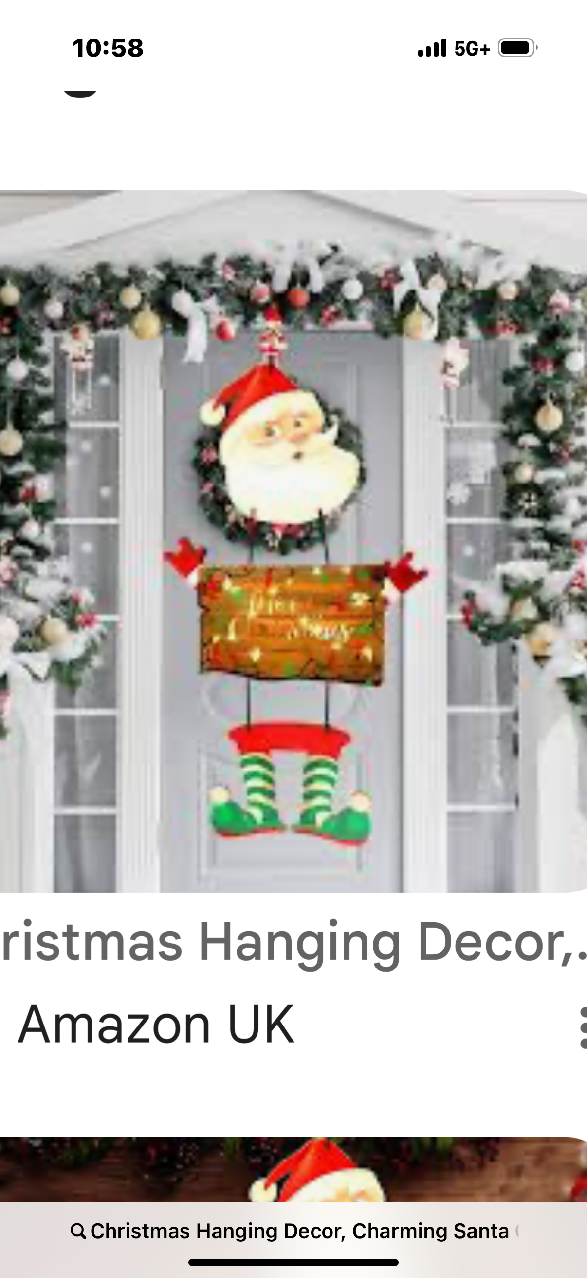 Christmas Hanging Decor, Charming Santa Claus Wooden Door Sign, Light-up Merry Christmas Sign,Winter Advent Xmas Decoration for Indoor Walls, Windows and Outdoor Hallways (Batteries Not Included)
