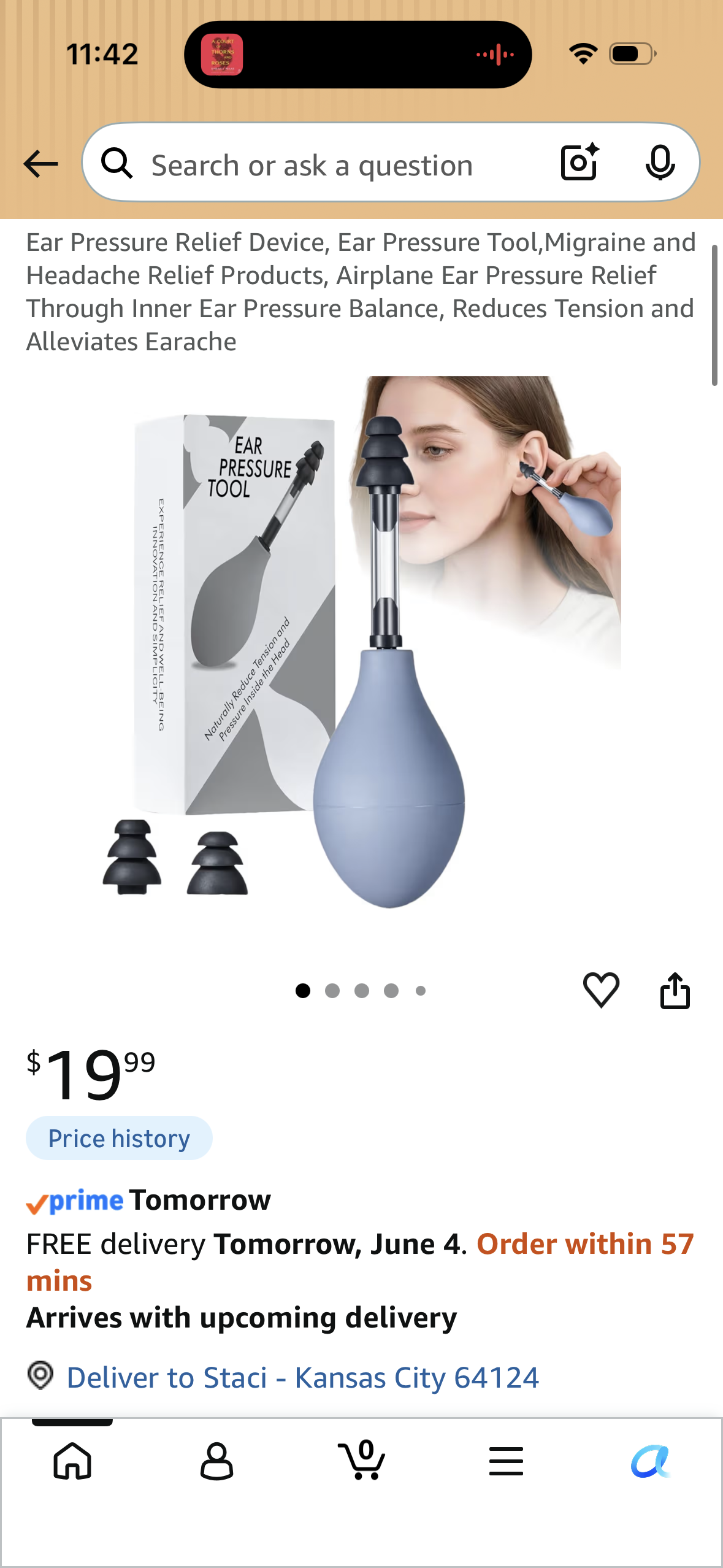 Ear Pressure Relief Device, Ear Pressure Tool,Migraine and Headache Relief Products, Airplane Ear Pressure Relief Through Inner Ear Pressure Balance, Reduces Tension and Alleviates Earache