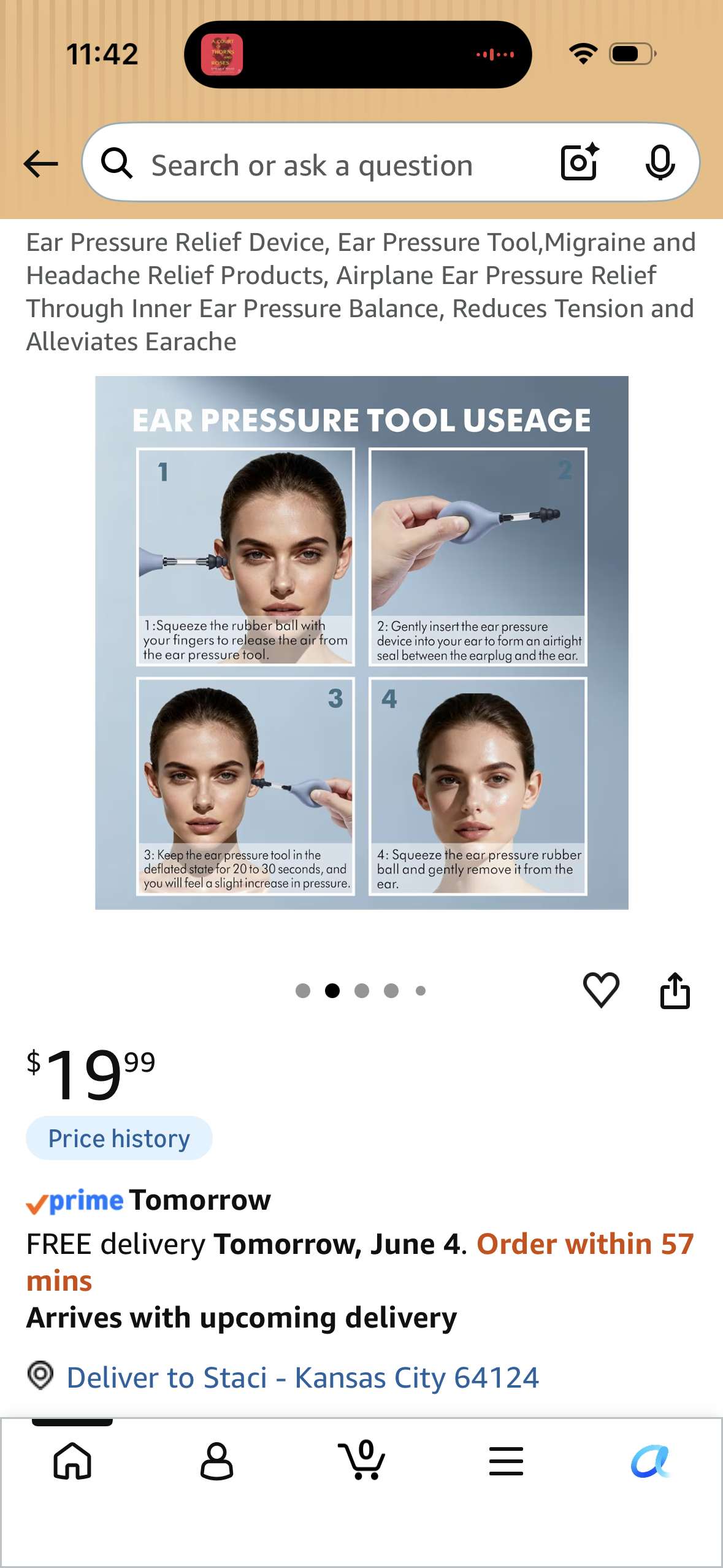 Ear Pressure Relief Device, Ear Pressure Tool,Migraine and Headache Relief Products, Airplane Ear Pressure Relief Through Inner Ear Pressure Balance, Reduces Tension and Alleviates Earache