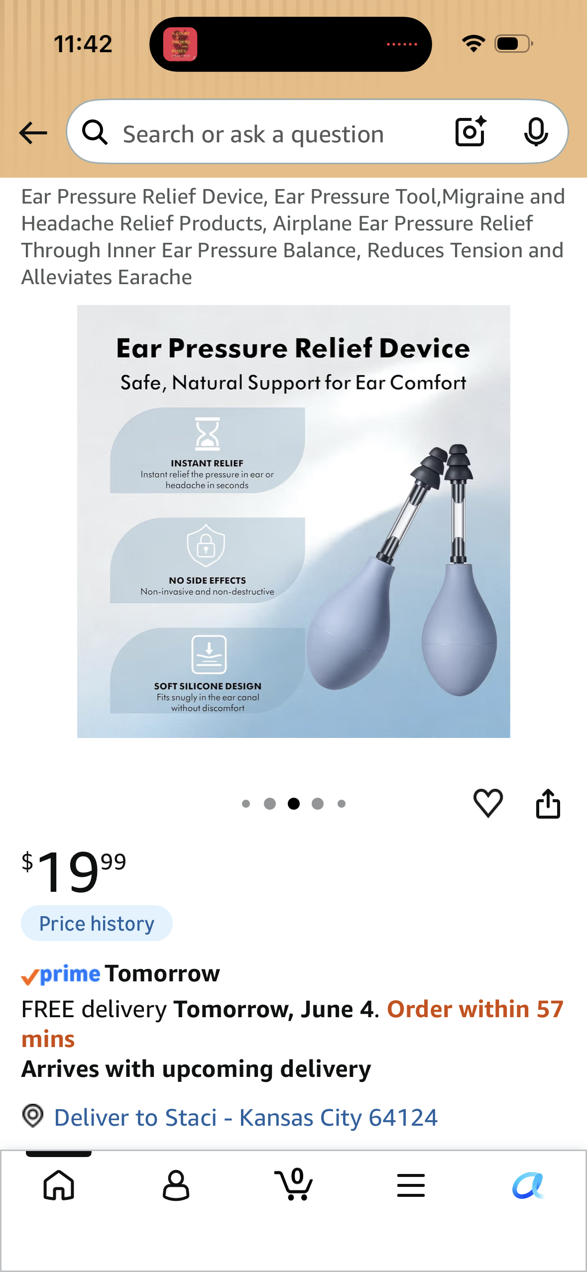 Ear Pressure Relief Device, Ear Pressure Tool,Migraine and Headache Relief Products, Airplane Ear Pressure Relief Through Inner Ear Pressure Balance, Reduces Tension and Alleviates Earache