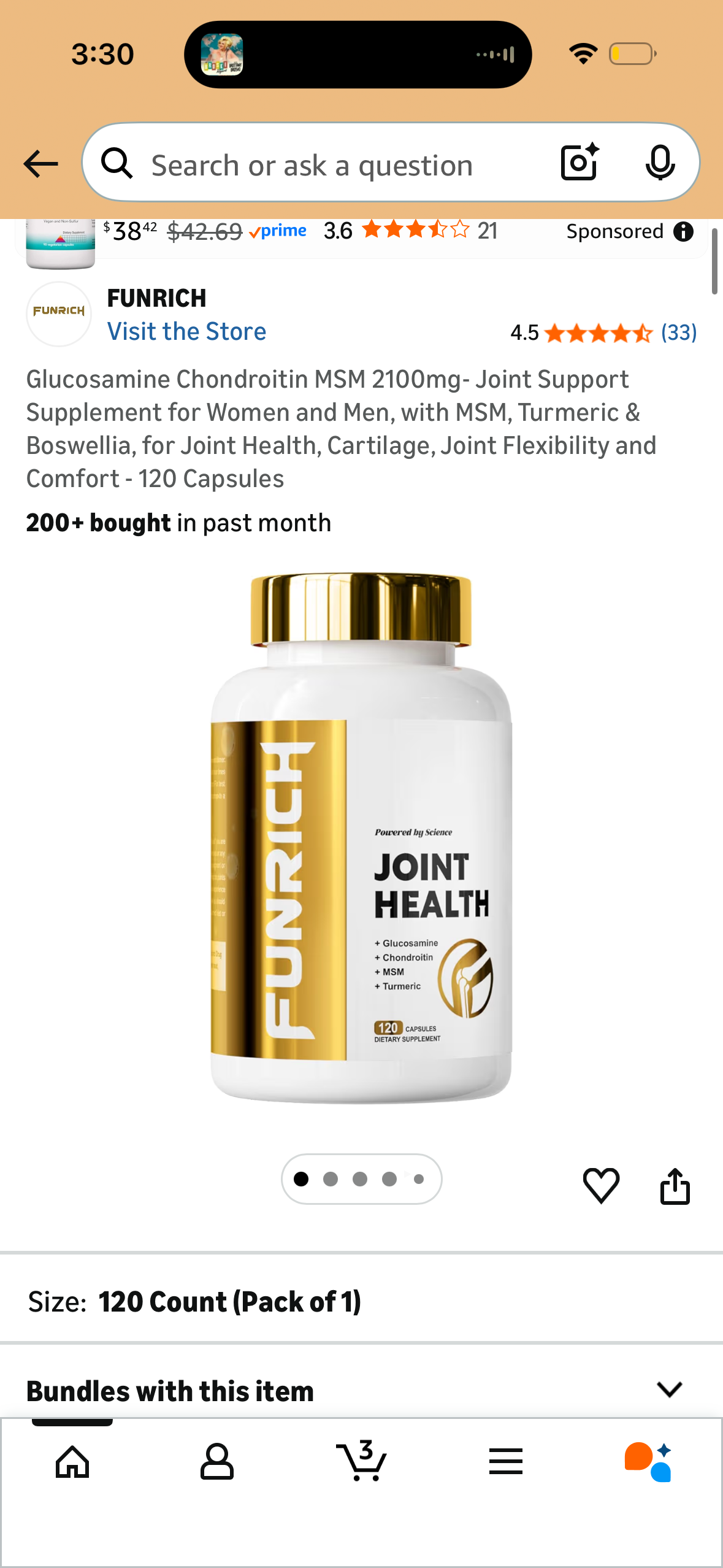 Glucosamine Chondroitin MSM 2100mg- Joint Support Supplement for Women and Men, with MSM, Turmeric & Boswellia, for Joint Health, Cartilage, Joint Flexibility and Comfort - 120 Capsules