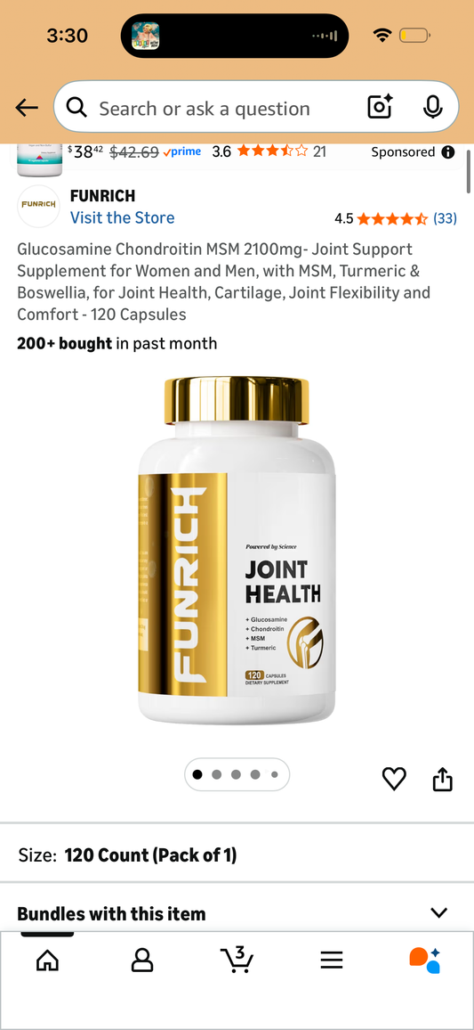 Glucosamine Chondroitin MSM 2100mg- Joint Support Supplement for Women and Men, with MSM, Turmeric & Boswellia, for Joint Health, Cartilage, Joint Flexibility and Comfort - 120 Capsules