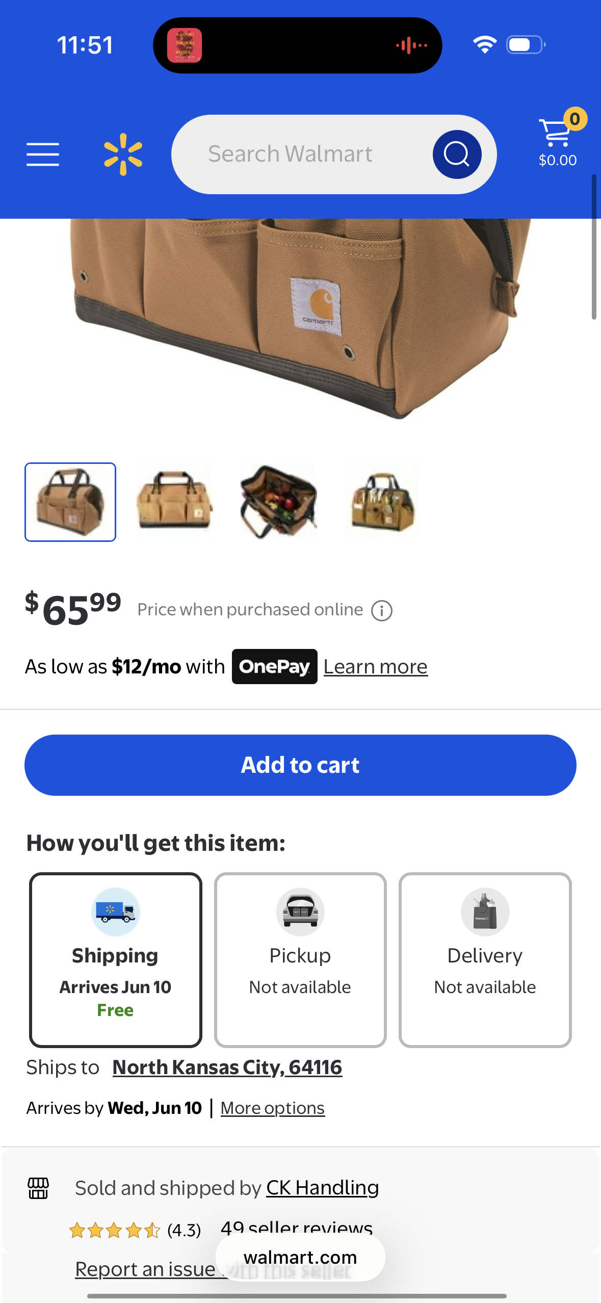 Carhartt Gear B0000351 Tool Bag Unisex Brown 14" Heavyweight 25 Pocket ERK1661