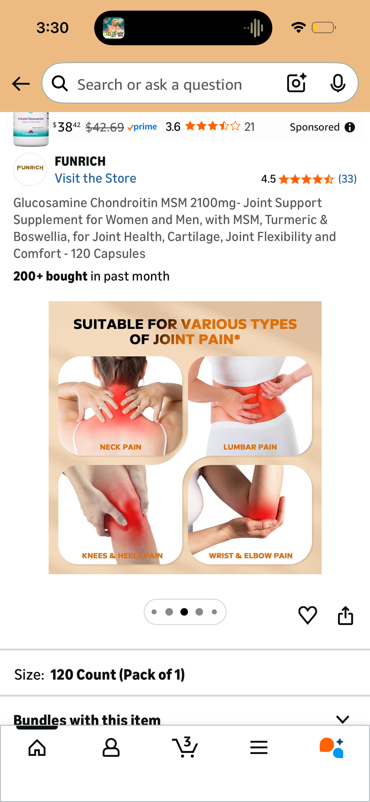 Glucosamine Chondroitin MSM 2100mg- Joint Support Supplement for Women and Men, with MSM, Turmeric & Boswellia, for Joint Health, Cartilage, Joint Flexibility and Comfort - 120 Capsules