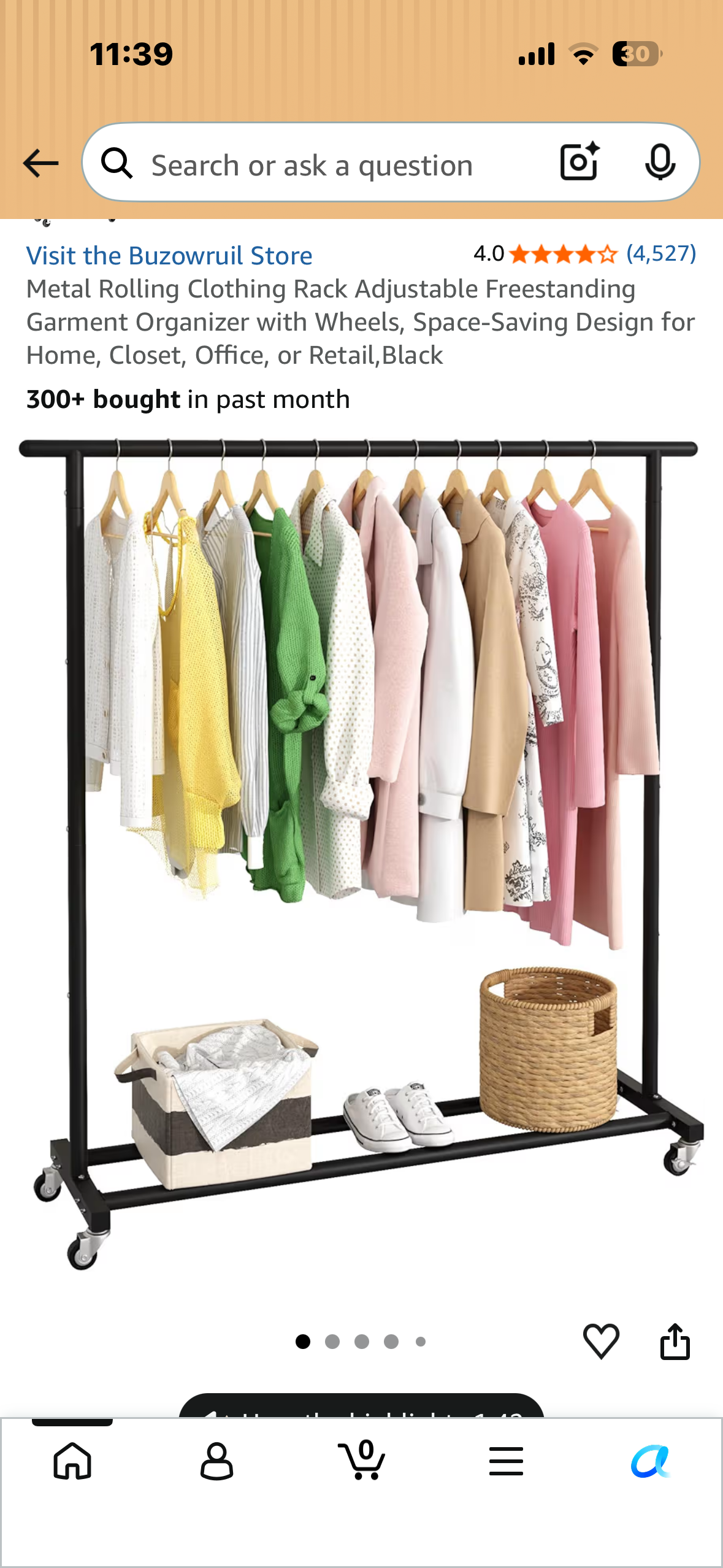 Metal Rolling Clothing Rack, White, Adjustable Freestanding Garment Organizer with Wheels, Space-Saving Design for Home, Closet, Office, or Retail, White