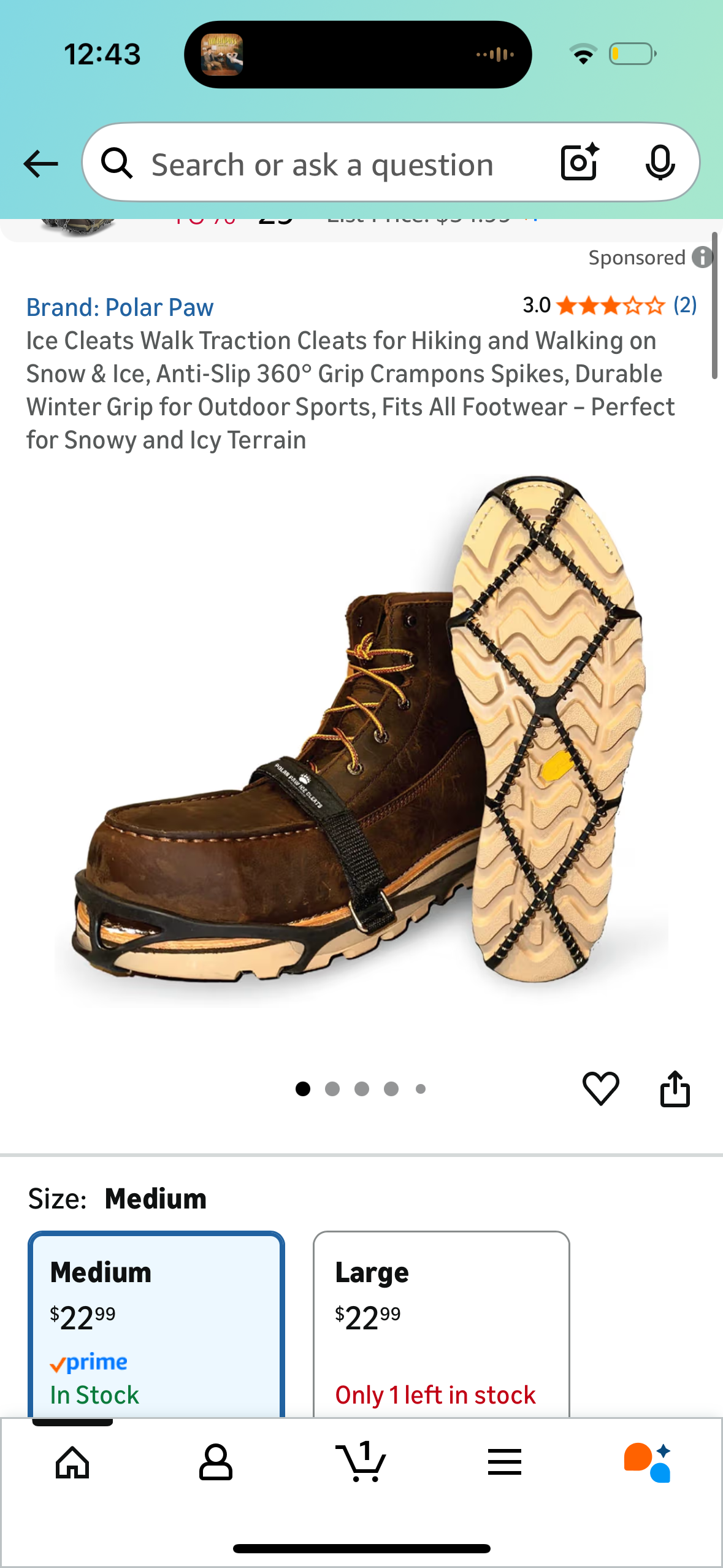 Ice Cleats Walk Traction Cleats for Hiking and Walking on Snow & Ice, Anti-Slip 360° Grip Crampons Spikes, Durable Winter Grip for Outdoor Sports, Fits All Footwear – Perfect for Snowy and Icy Terrain