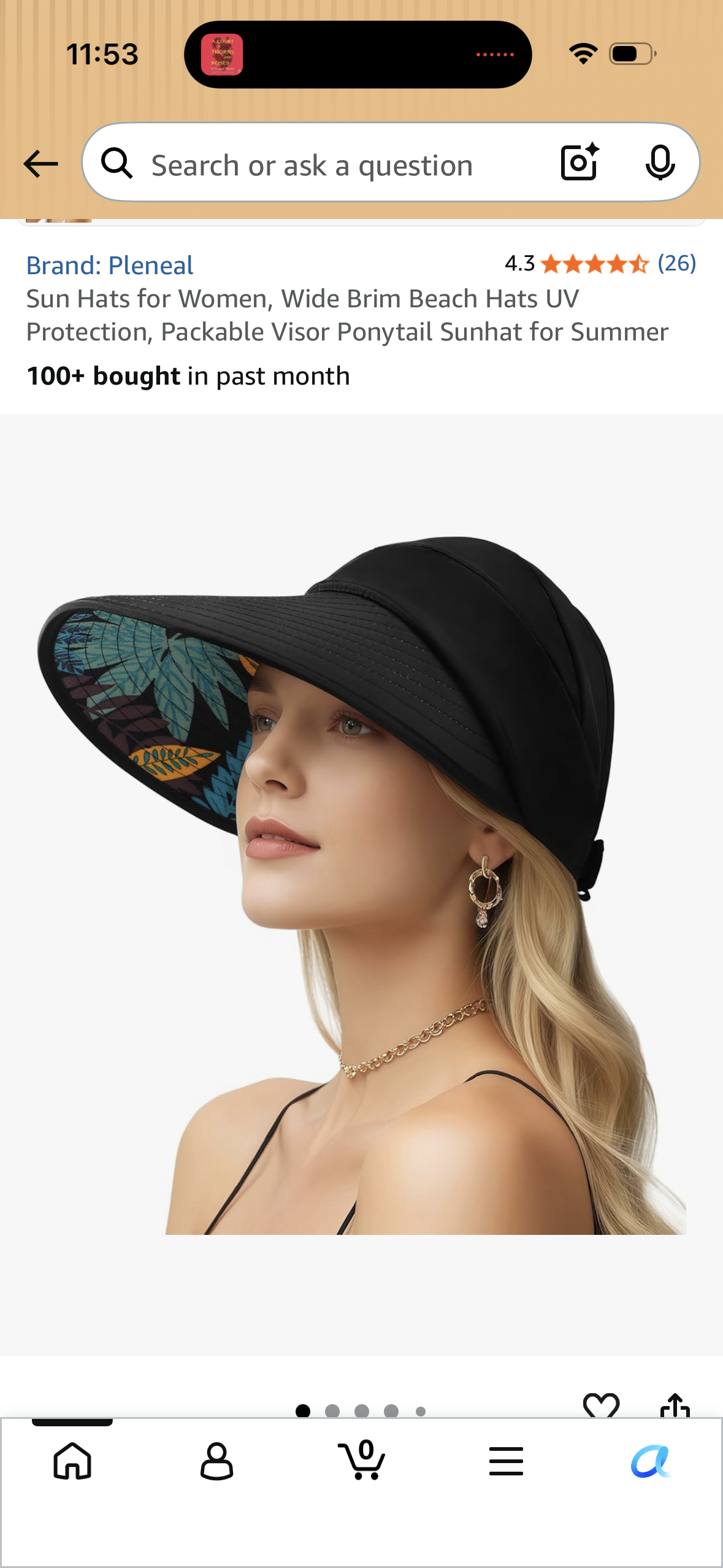 Sun Hats for Women, Wide Brim Beach Hats UV Protection, Packable Visor Ponytail Sunhat for Summer