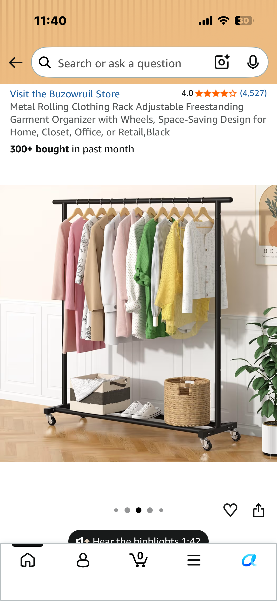 Metal Rolling Clothing Rack, White, Adjustable Freestanding Garment Organizer with Wheels, Space-Saving Design for Home, Closet, Office, or Retail, White