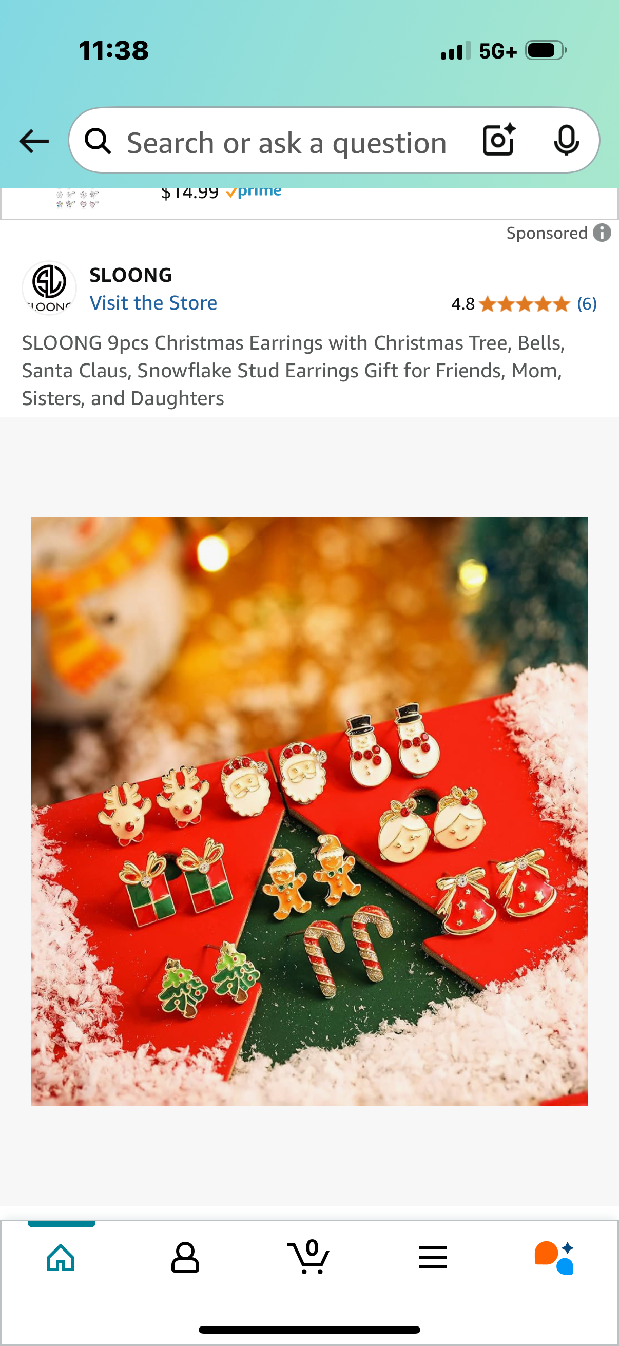 SLOONG 9pcs Christmas Earrings with Christmas Tree, Bells, Santa Claus, Snowflake Stud Earrings Gift for Friends, Mom, Sisters, and Daughters