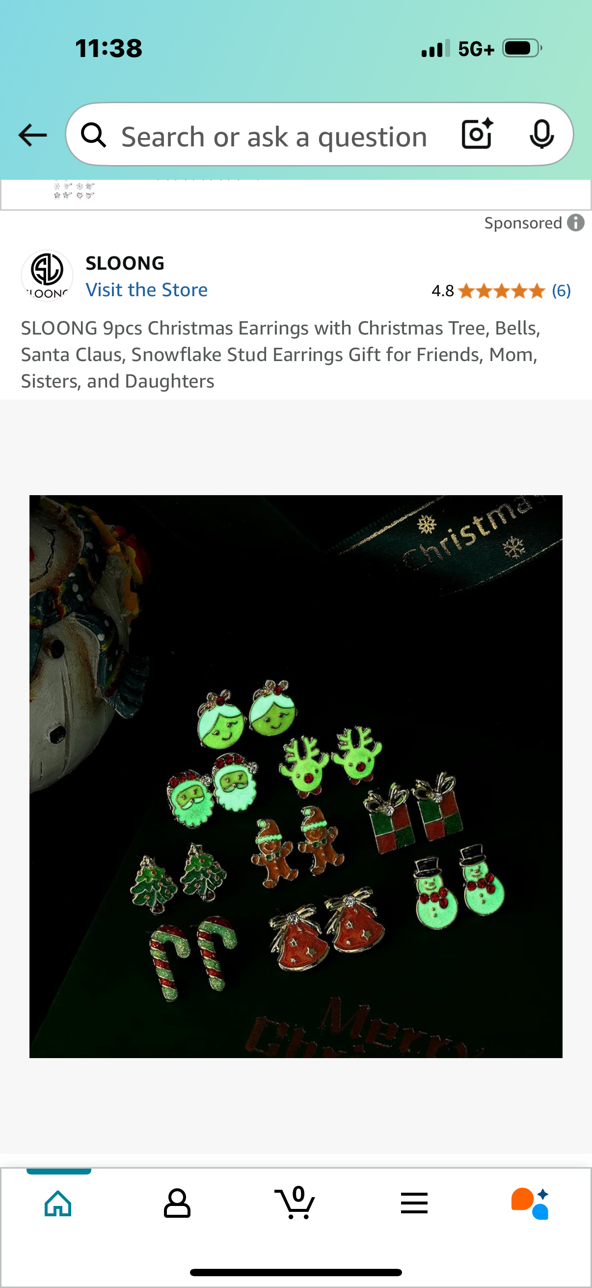 SLOONG 9pcs Christmas Earrings with Christmas Tree, Bells, Santa Claus, Snowflake Stud Earrings Gift for Friends, Mom, Sisters, and Daughters