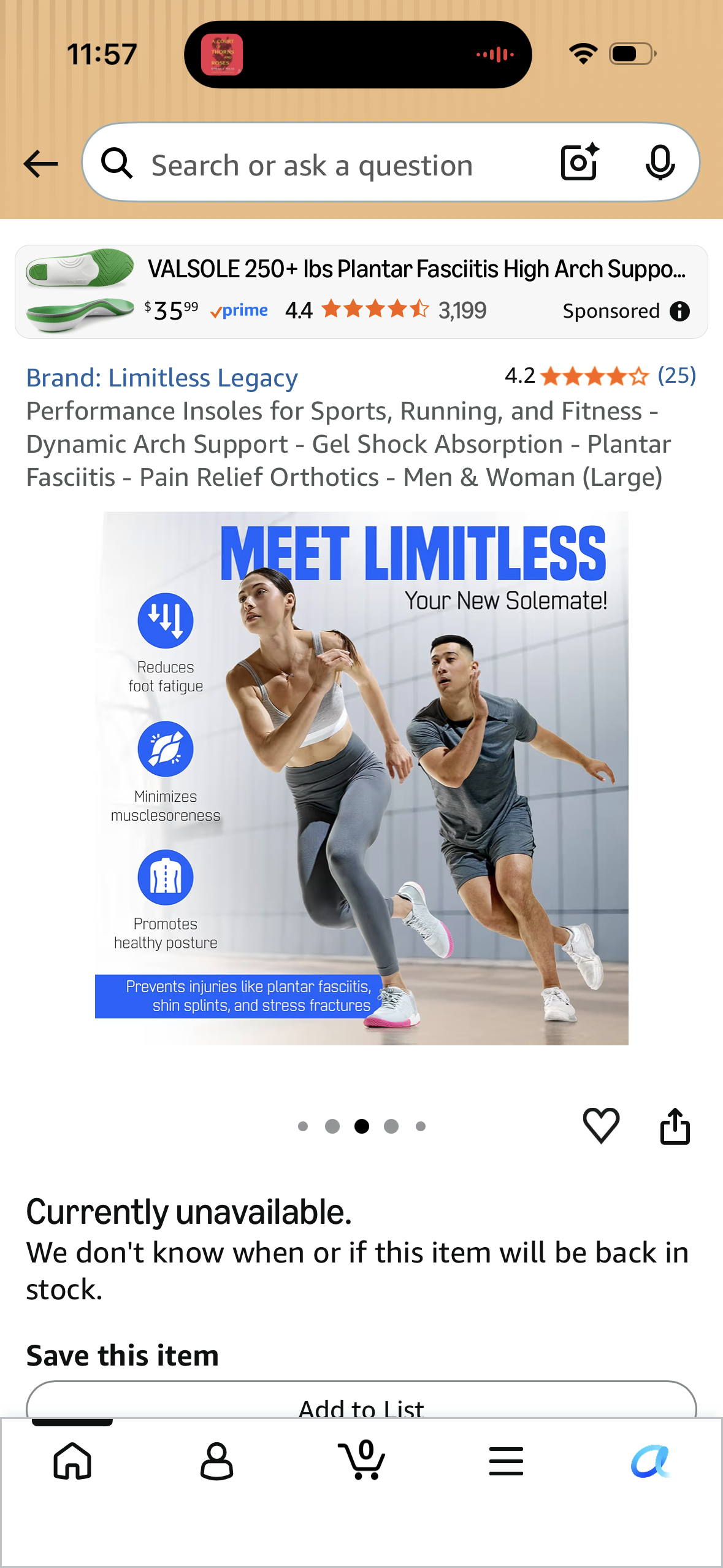 Performance Insoles for Sports, Running, and Fitness - Dynamic Arch Support - Gel Shock Absorption - Plantar Fasciitis - Pain Relief Orthotics - Men & Woman (Size Women's 9-10/Men’s 10.5-11.5)
