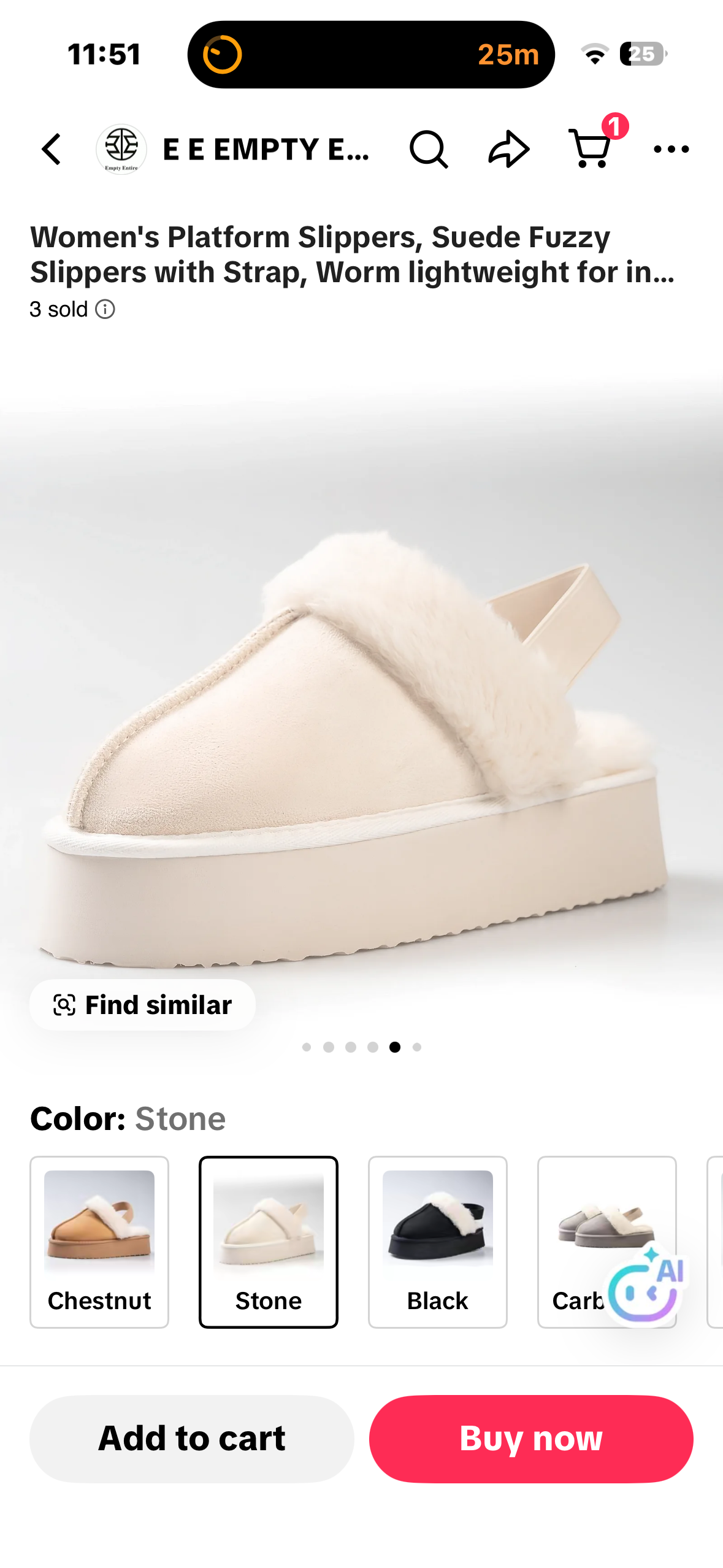 Women's Platform Slippers, Suede Fuzzy Slippers with Strap (Size 7.5)
