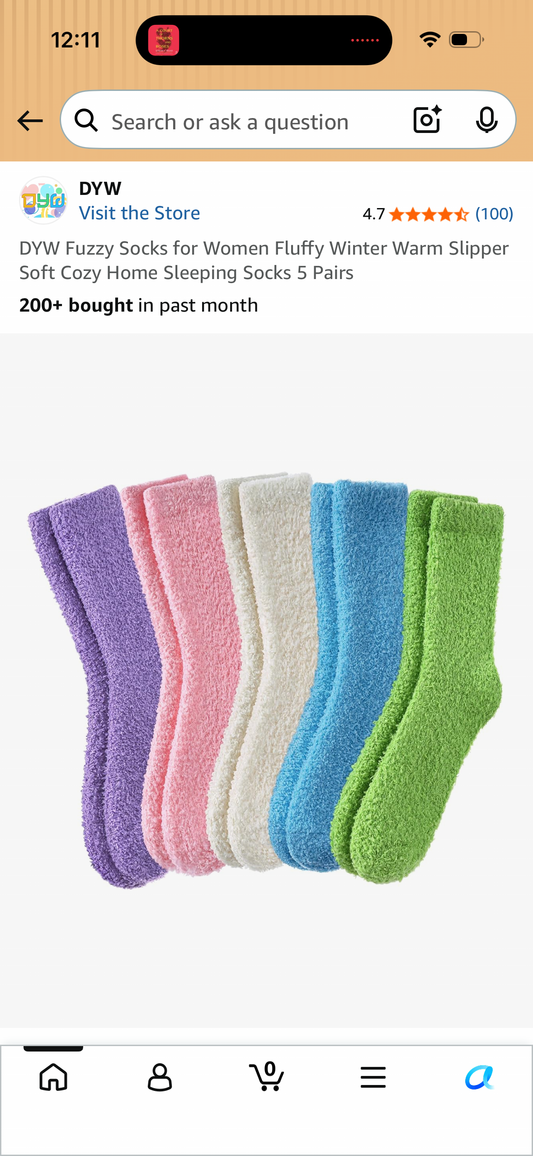 DYW Fuzzy Socks for Women Fluffy Winter Warm Slipper Soft Cozy Home Sleeping Socks 5 Pairs