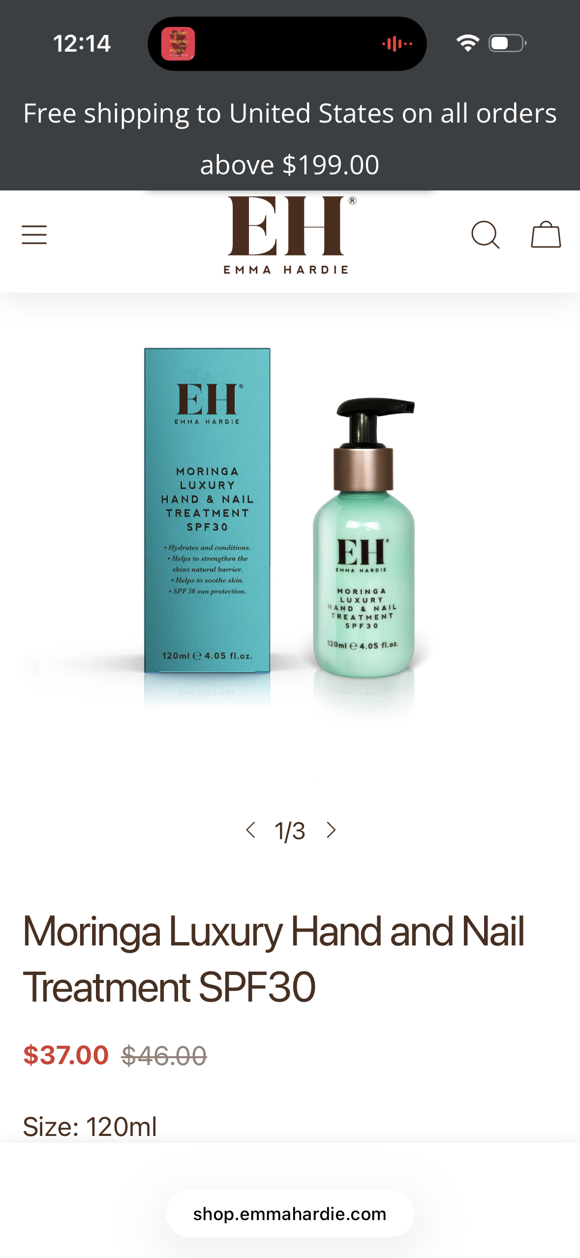 Emma Hardie 120ml Moringa Luxury Hand & Nail Treatment with SPF 30 UVA & UVB Sun Protection, Helps to Protect from Sun Damage, Hydrate, Soothe & Condition The Skin, Vegan & Cruelty Free