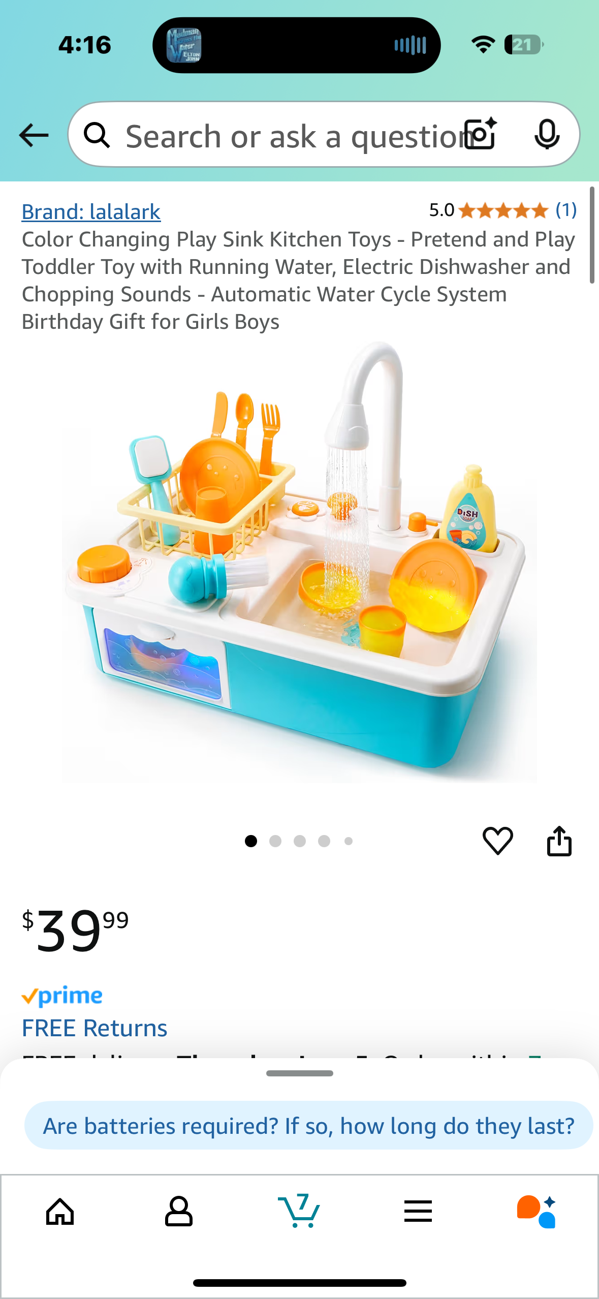 Color Changing Play Sink Kitchen Toys - Pretend and Play Toddler Toy with Running Water, Electric Dishwasher and Chopping Sounds - Automatic Water Cycle System Birthday Gift for Girls Boys