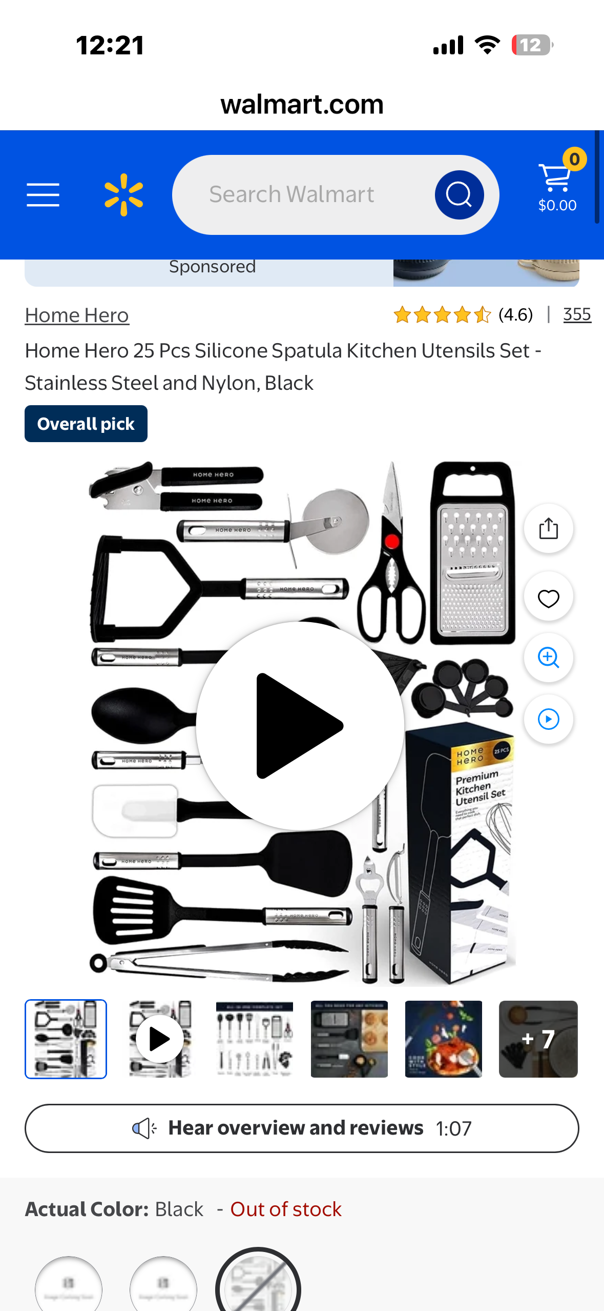Home Hero Silicone Kitchen Utensil Set with Ergonomic Handles