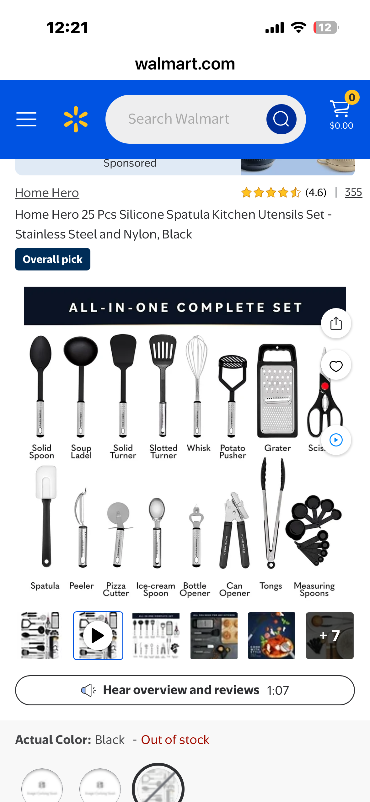 Home Hero Silicone Kitchen Utensil Set with Ergonomic Handles