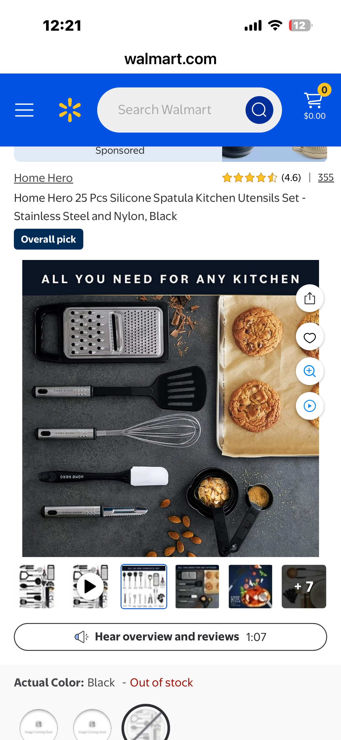 Home Hero Silicone Kitchen Utensil Set with Ergonomic Handles