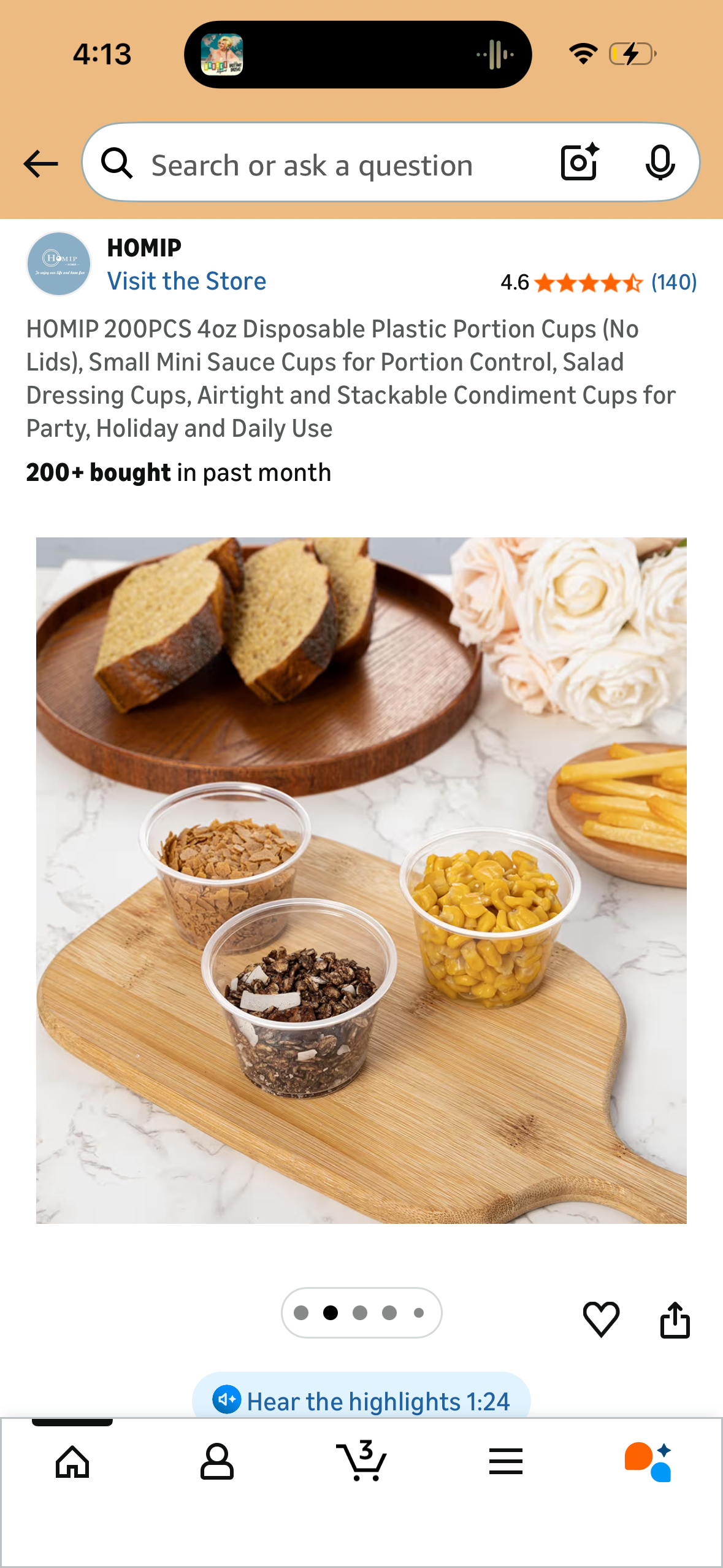 HOMIP *250PCS* 4oz Disposable Plastic Portion Cups (No Lids), Small Mini Sauce Cups for Portion Control, Salad Dressing Cups, Airtight and Stackable Condiment Cups for Party, Holiday and Daily Use