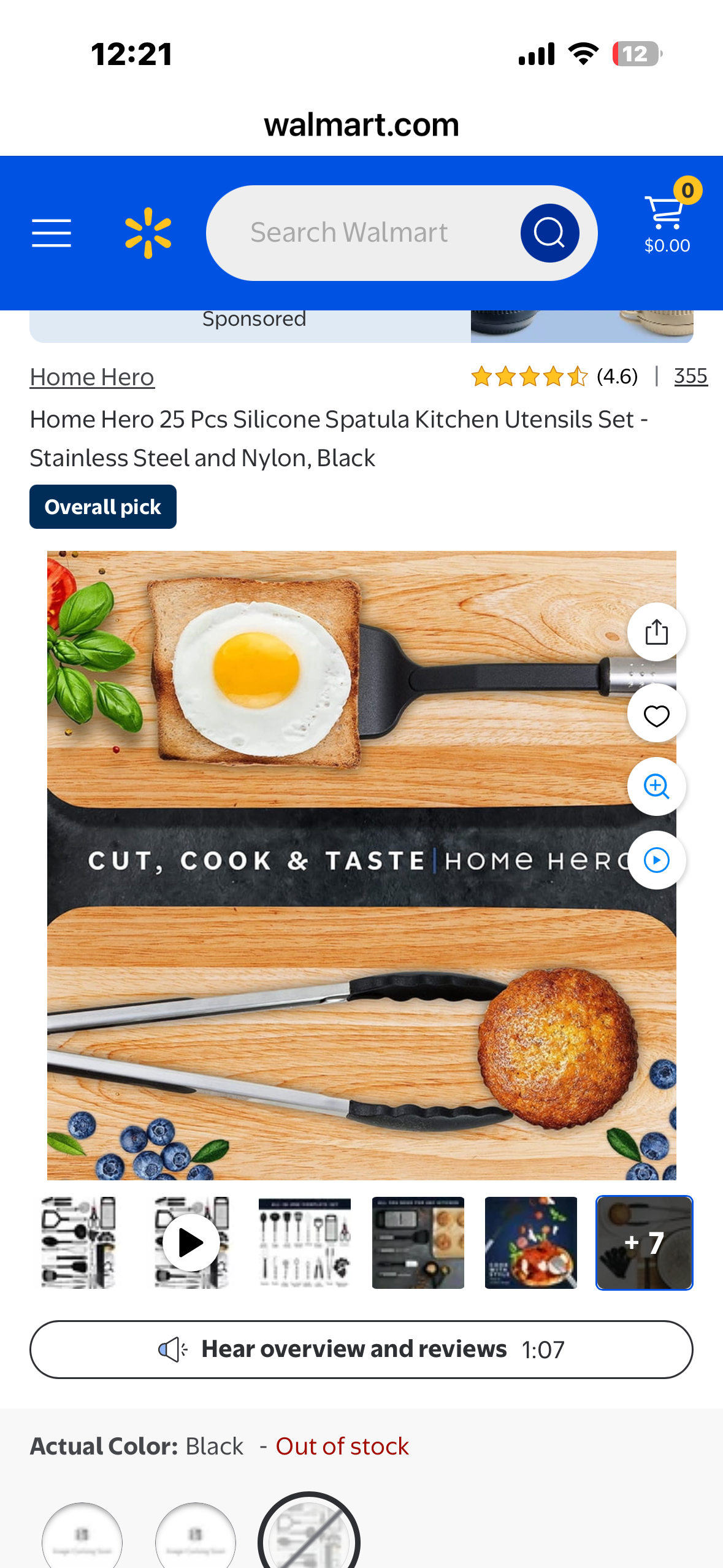 Home Hero Silicone Kitchen Utensil Set with Ergonomic Handles