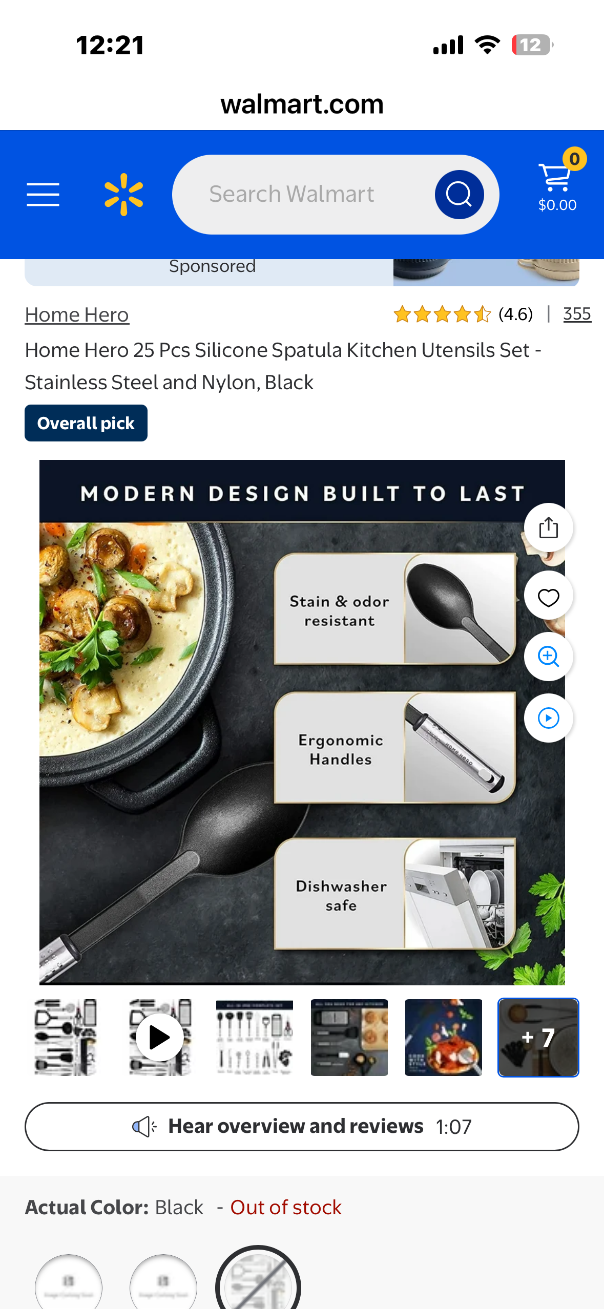 Home Hero Silicone Kitchen Utensil Set with Ergonomic Handles