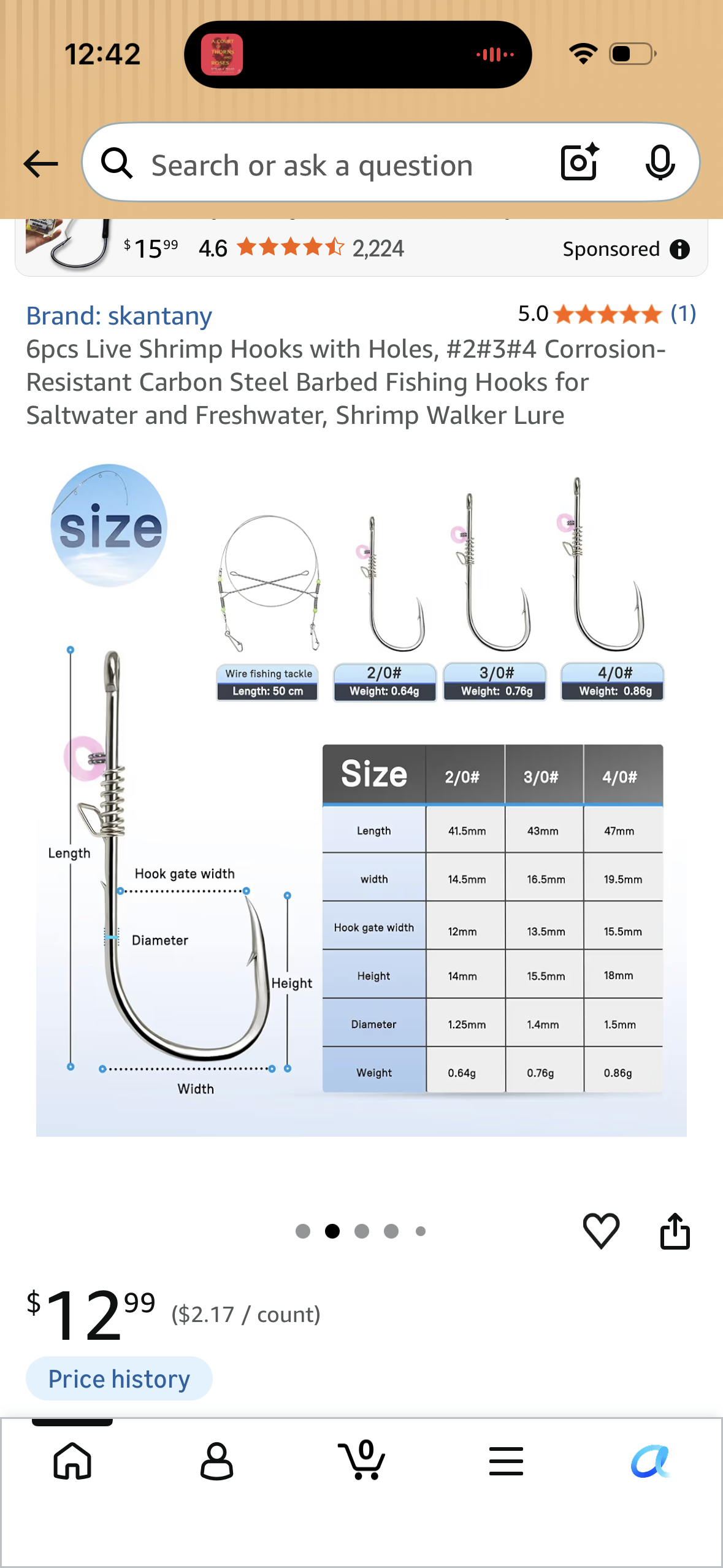 6pcs Live Shrimp Hooks with Holes, #2#3#4 Corrosion-Resistant Carbon Steel Barbed Fishing Hooks for Saltwater and Freshwater, Shrimp Walker Lure