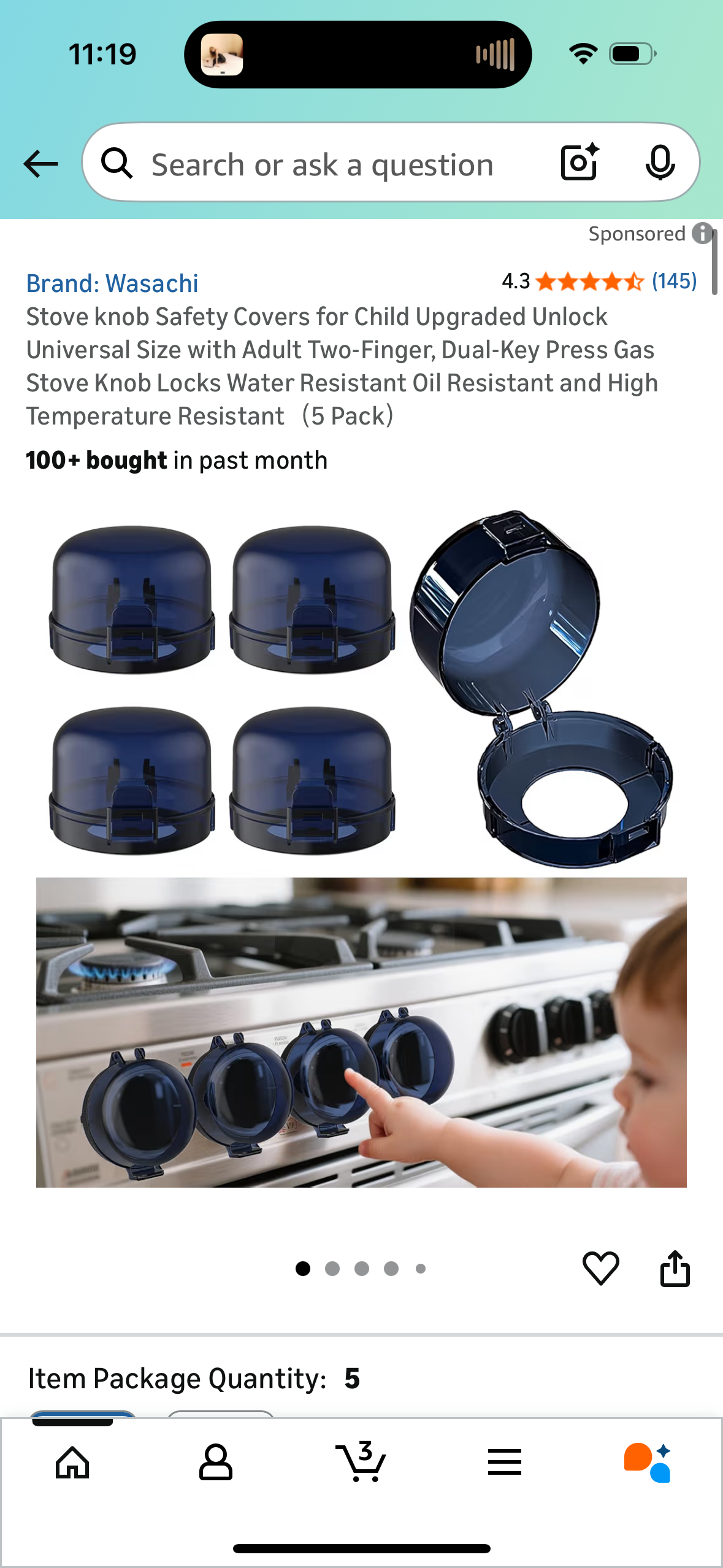 Stove knob Safety Covers for Child Upgraded Unlock Universal Size with Adult Two-Finger, Dual-Key Press Gas Stove Knob Locks Water Resistant Oil Resistant and High Temperature Resistant（5 Pack）