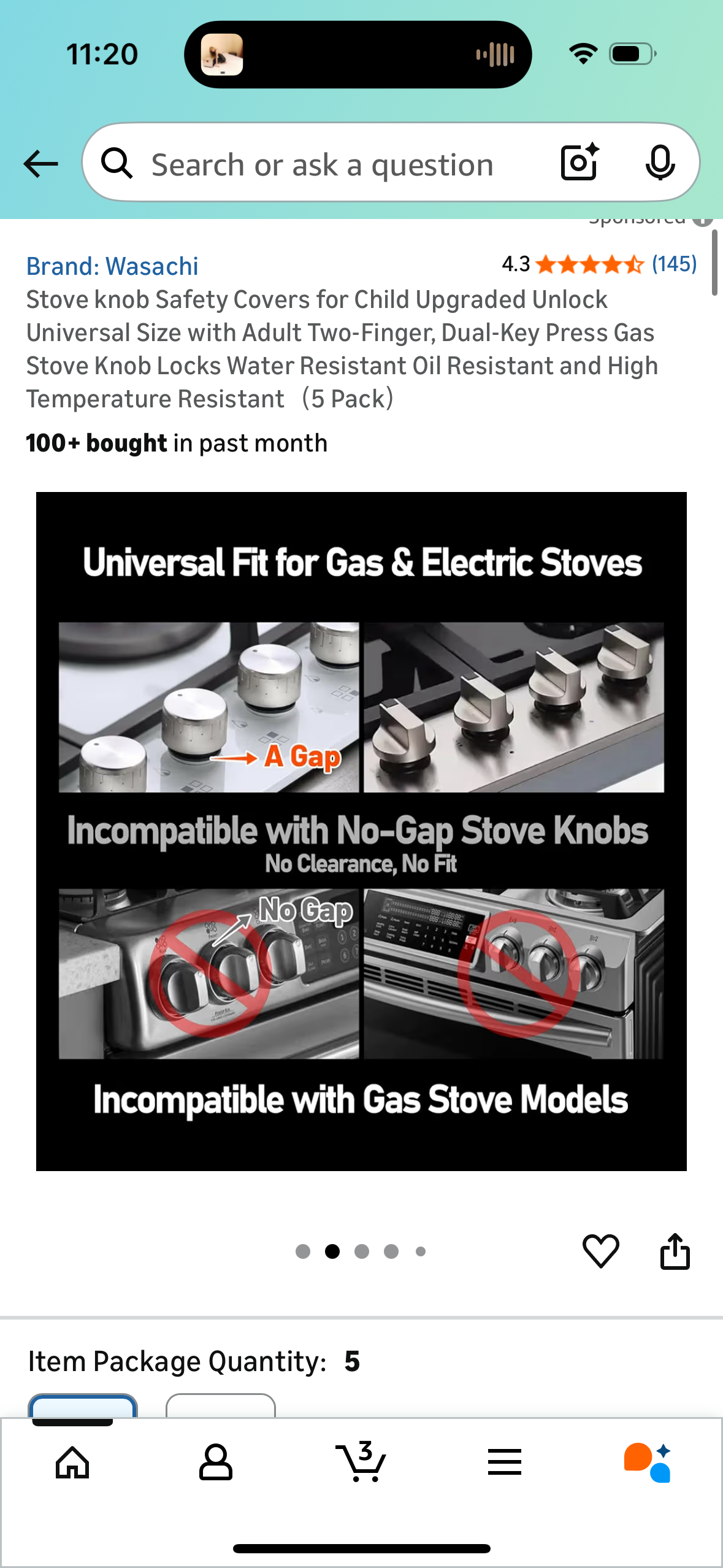 Stove knob Safety Covers for Child Upgraded Unlock Universal Size with Adult Two-Finger, Dual-Key Press Gas Stove Knob Locks Water Resistant Oil Resistant and High Temperature Resistant（5 Pack）