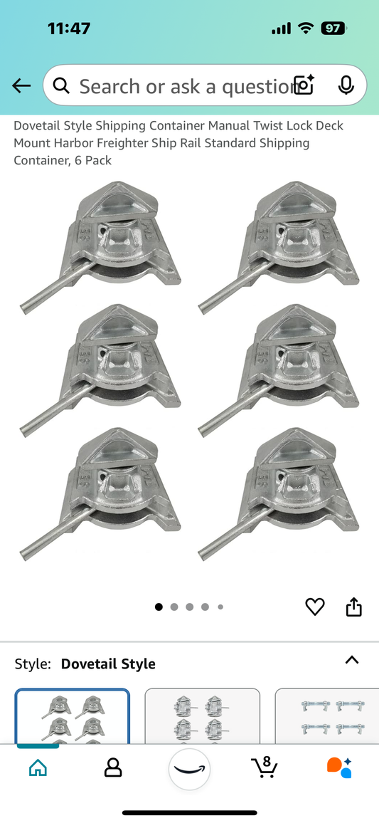 New - Dovetail Style Shipping Container Manual Twist Lock Deck, 6 Pack (G713)