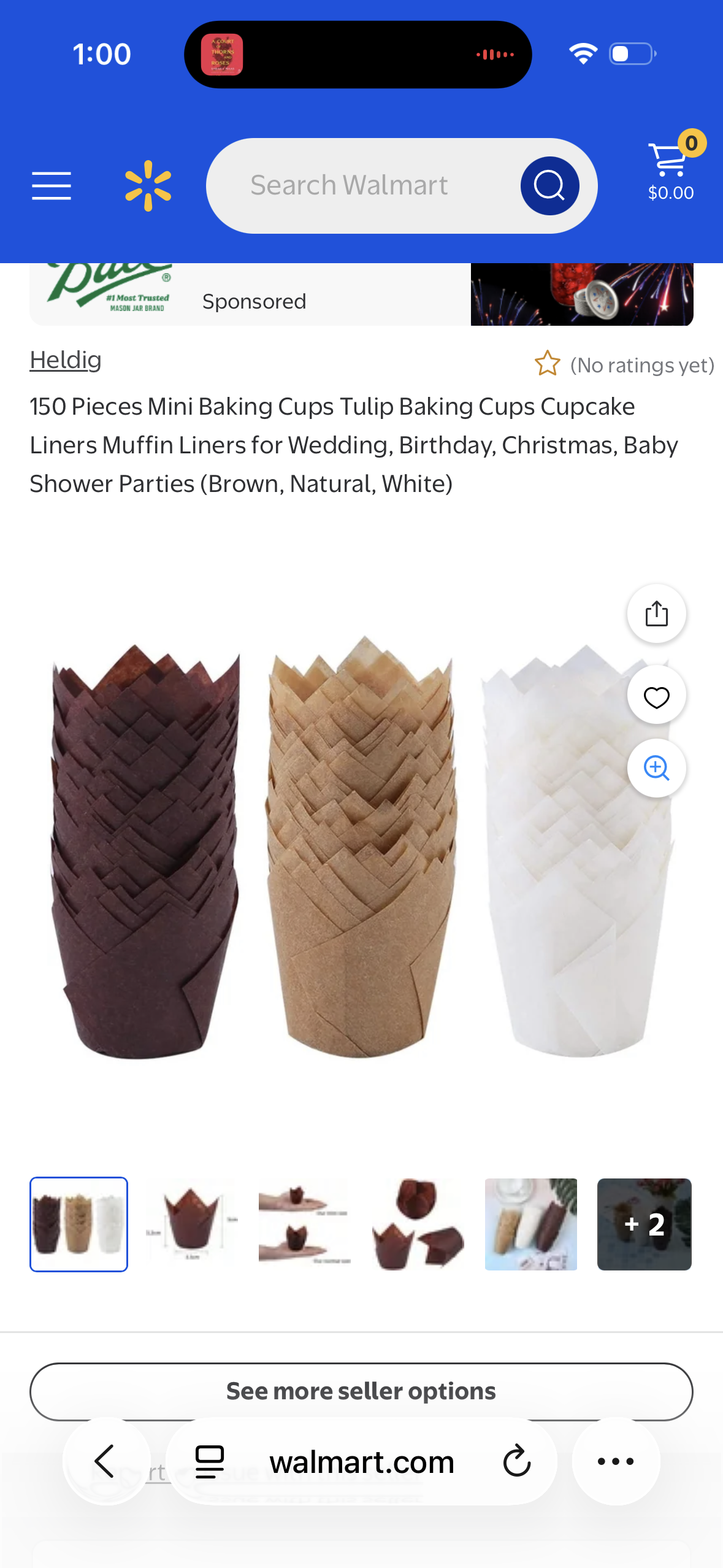 Wpxmer 150 Pieces Tulip Baking Paper Cups Cupcake Muffin Liners Baking Cup Holder for Party, Weddings Brown Natural and White Color