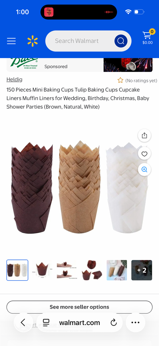 Wpxmer 150 Pieces Tulip Baking Paper Cups Cupcake Muffin Liners Baking Cup Holder for Party, Weddings Brown Natural and White Color