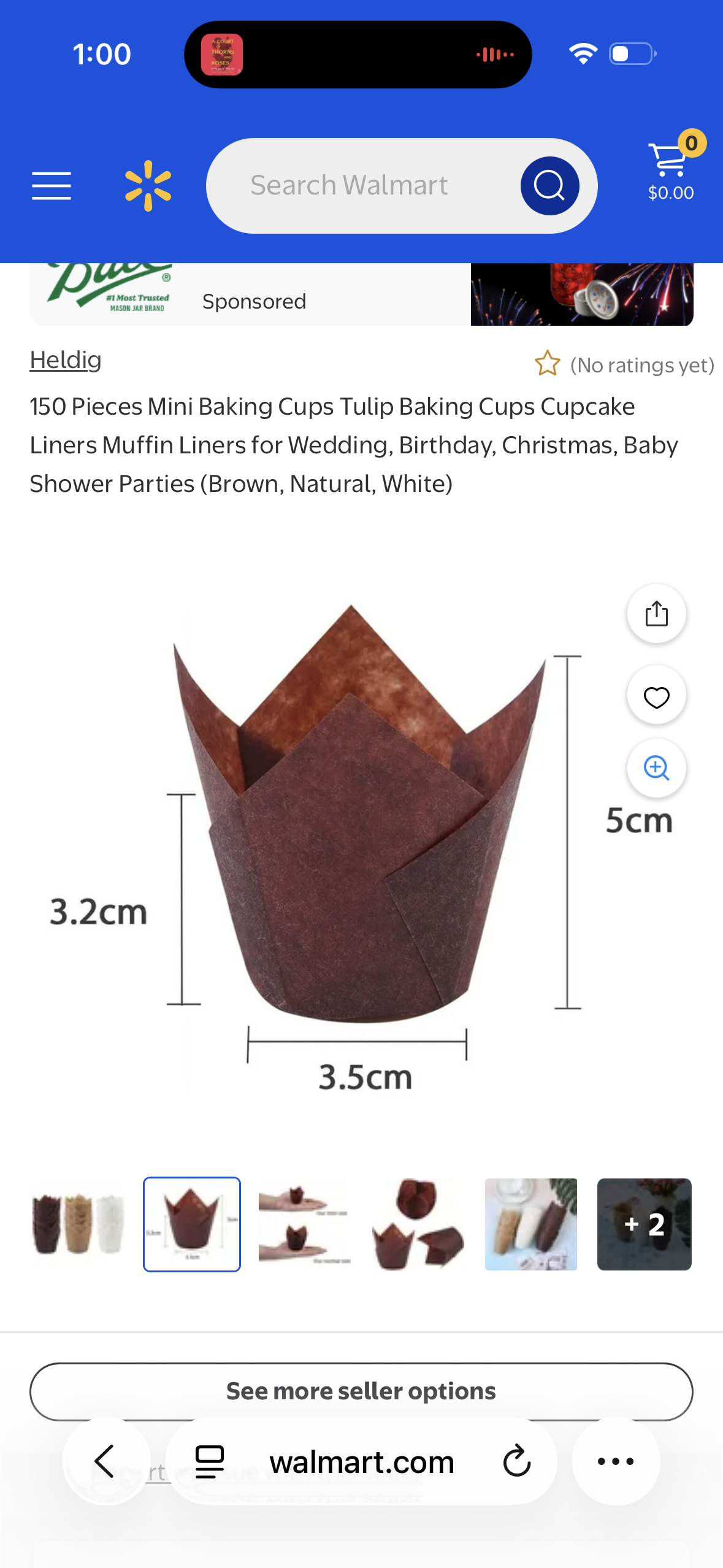 Wpxmer 150 Pieces Tulip Baking Paper Cups Cupcake Muffin Liners Baking Cup Holder for Party, Weddings Brown Natural and White Color